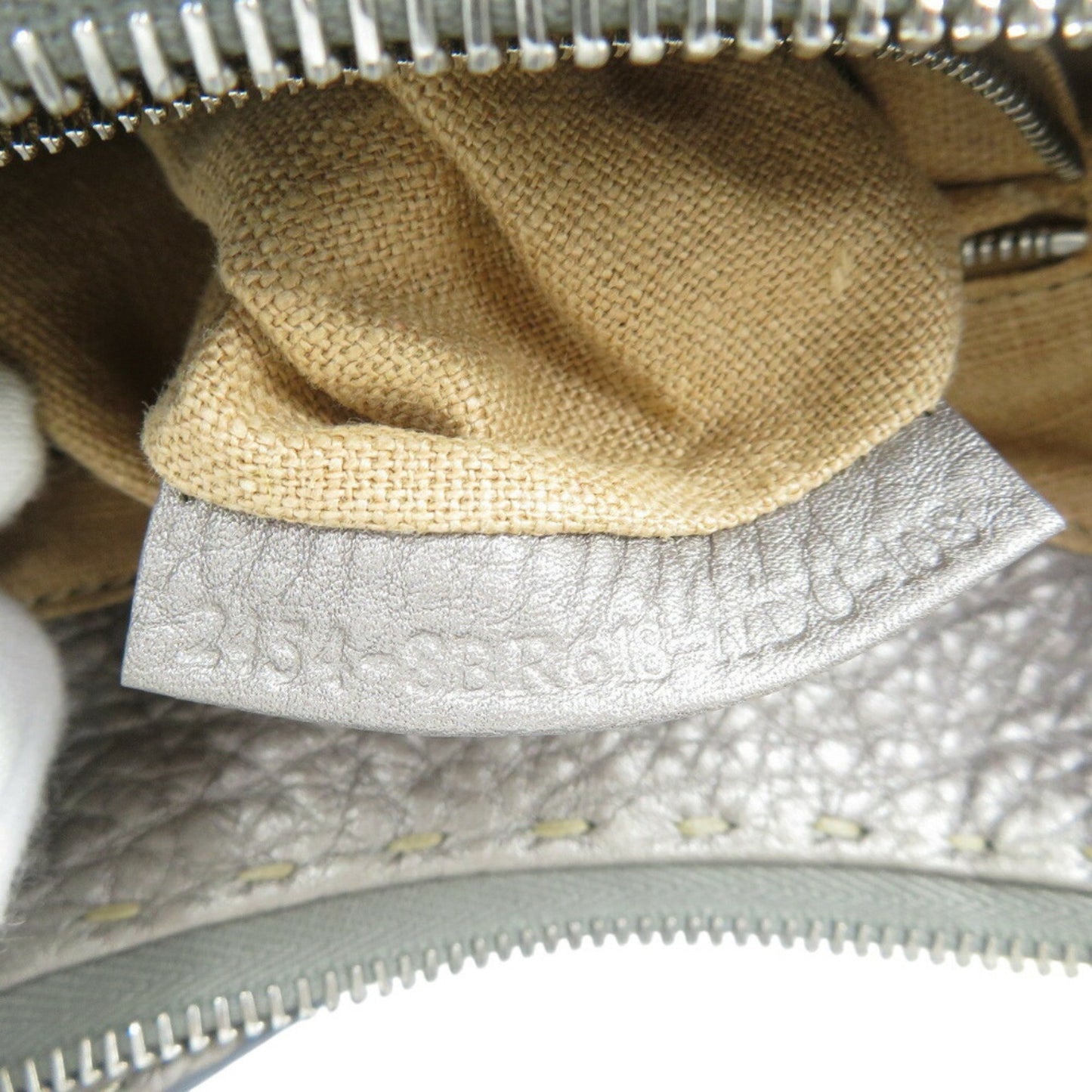 Fendi Selleria 8Br618 Leather Silver Shoulder Bag 0498Fendi
