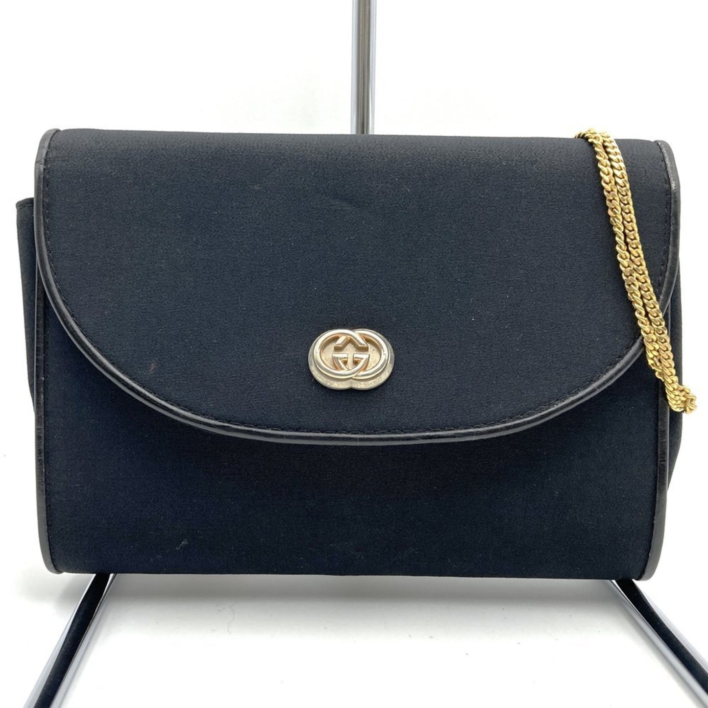 Gucci Gucci Handbag Chain Bag Canvas Black Shoulder
