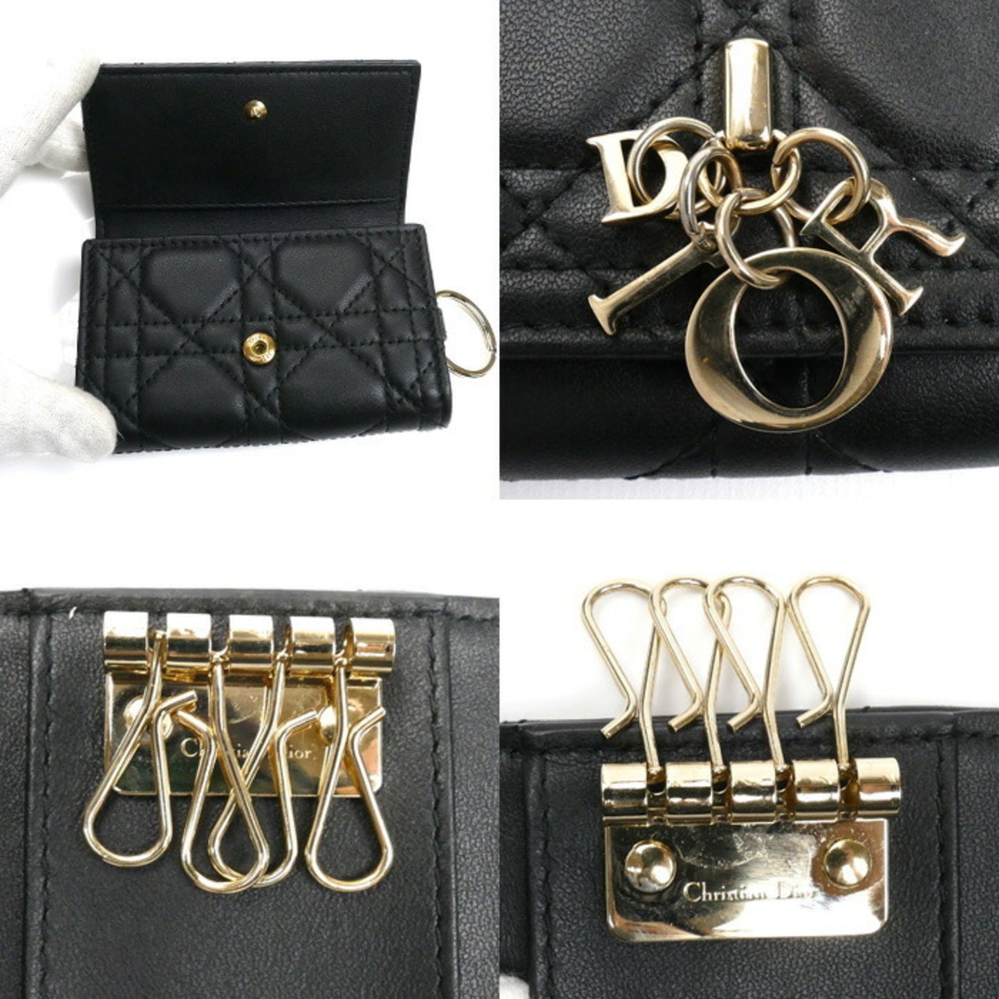 Christian Dior My Aster Key Case Cannage Black S0983Onmj M900