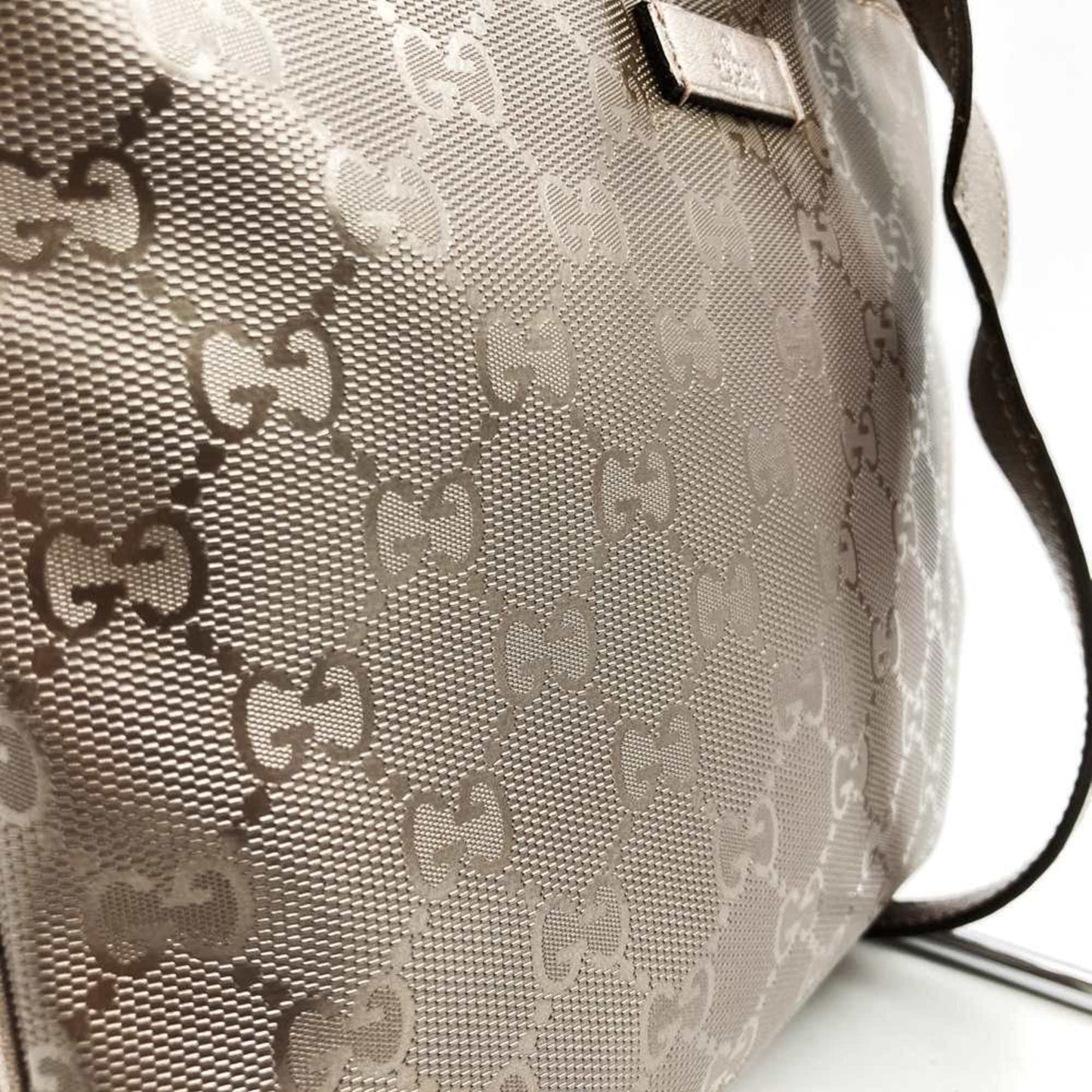 Gucci 201538 Shoulder Bag Body Gg Imprime Metallic Pink Brown