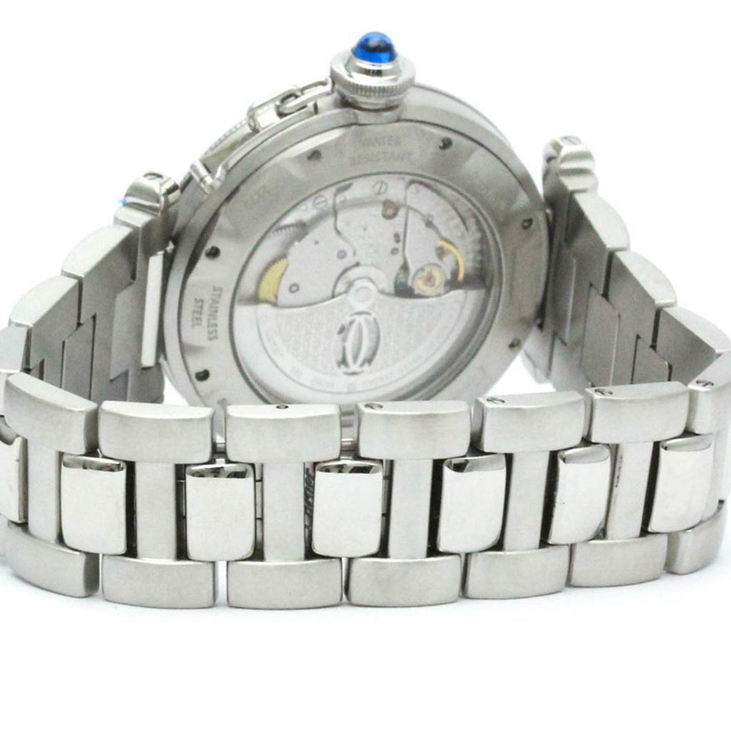 Polished Cartier Pasha 38 Grid Steel Automatic