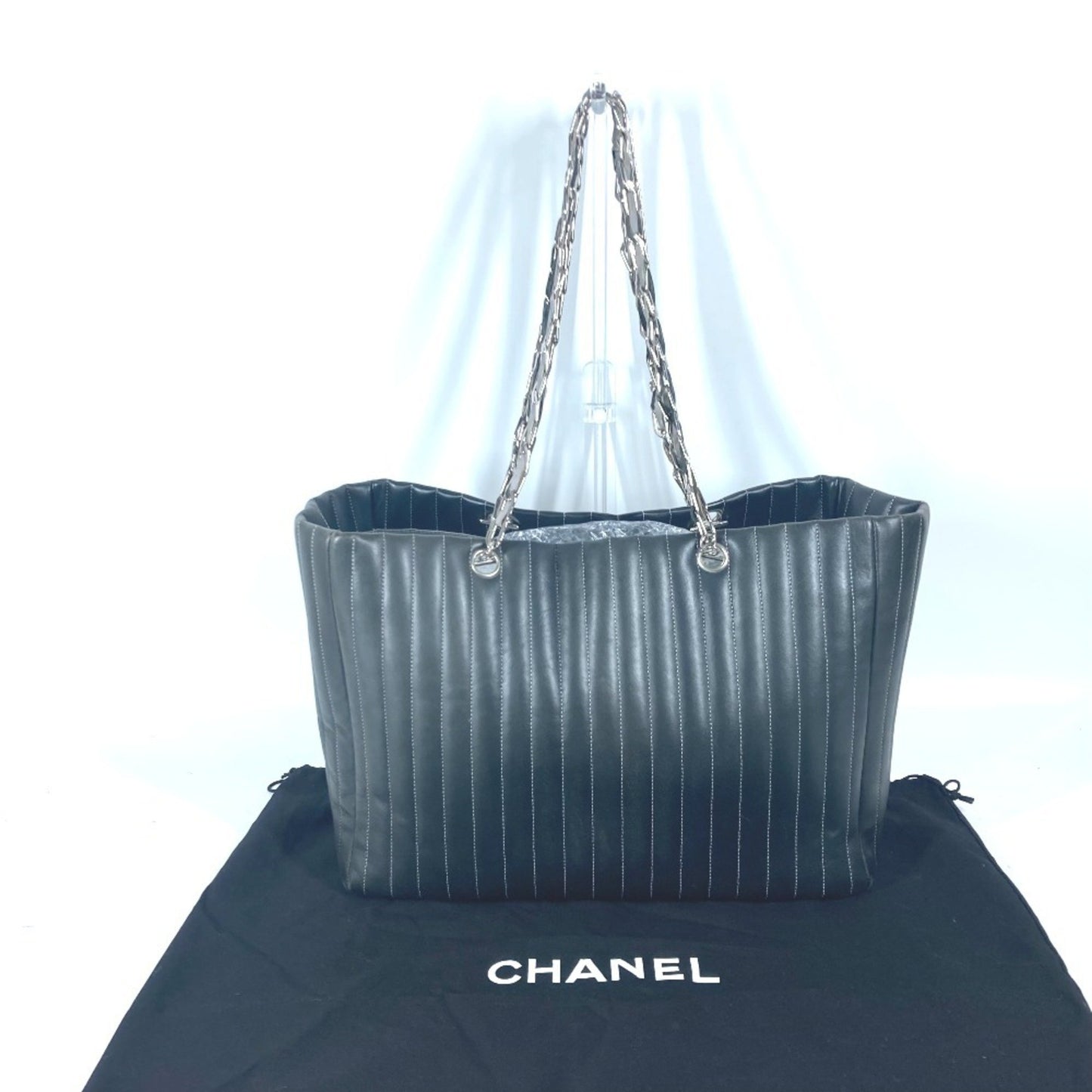 Chanel Mademoiselle W-Chain Shoulder Bag Tote Leather