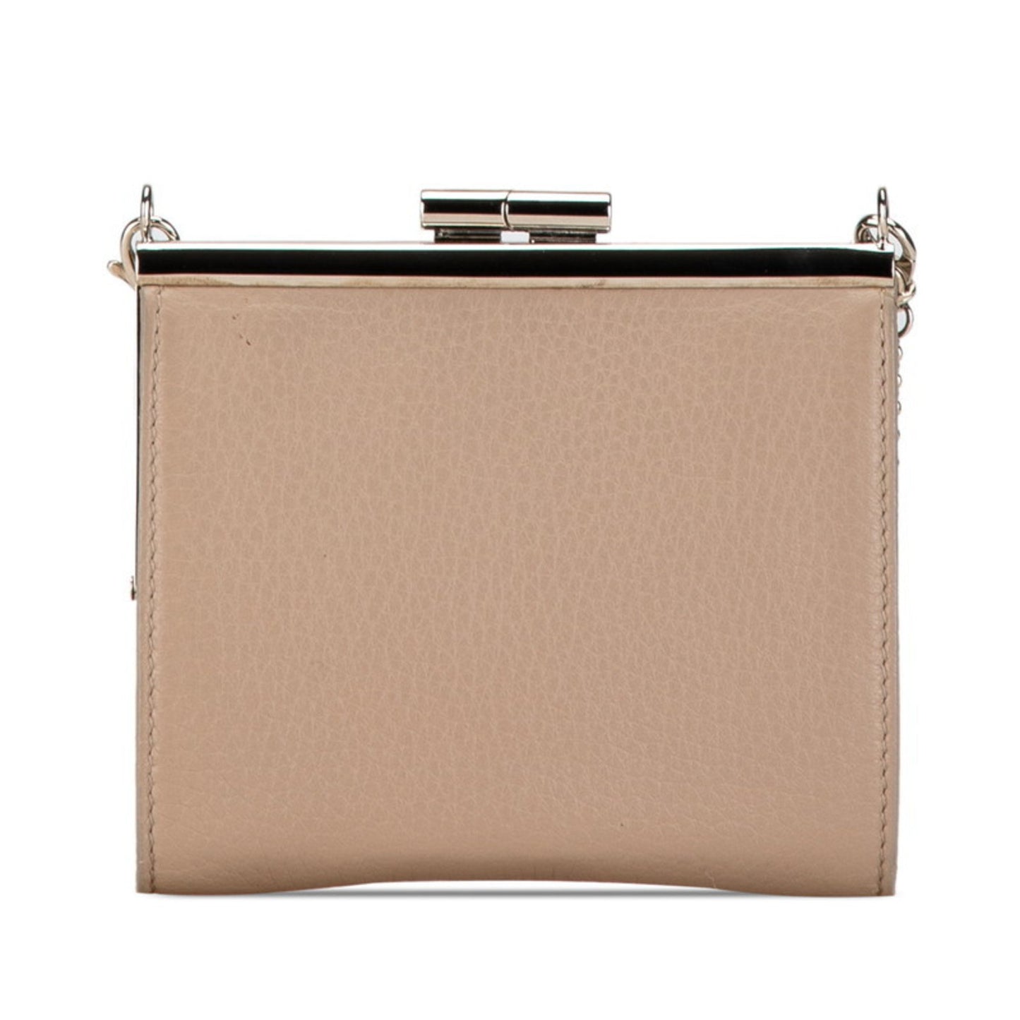 Bvlgari Chain Shoulder Wallet Greige Beige Leather