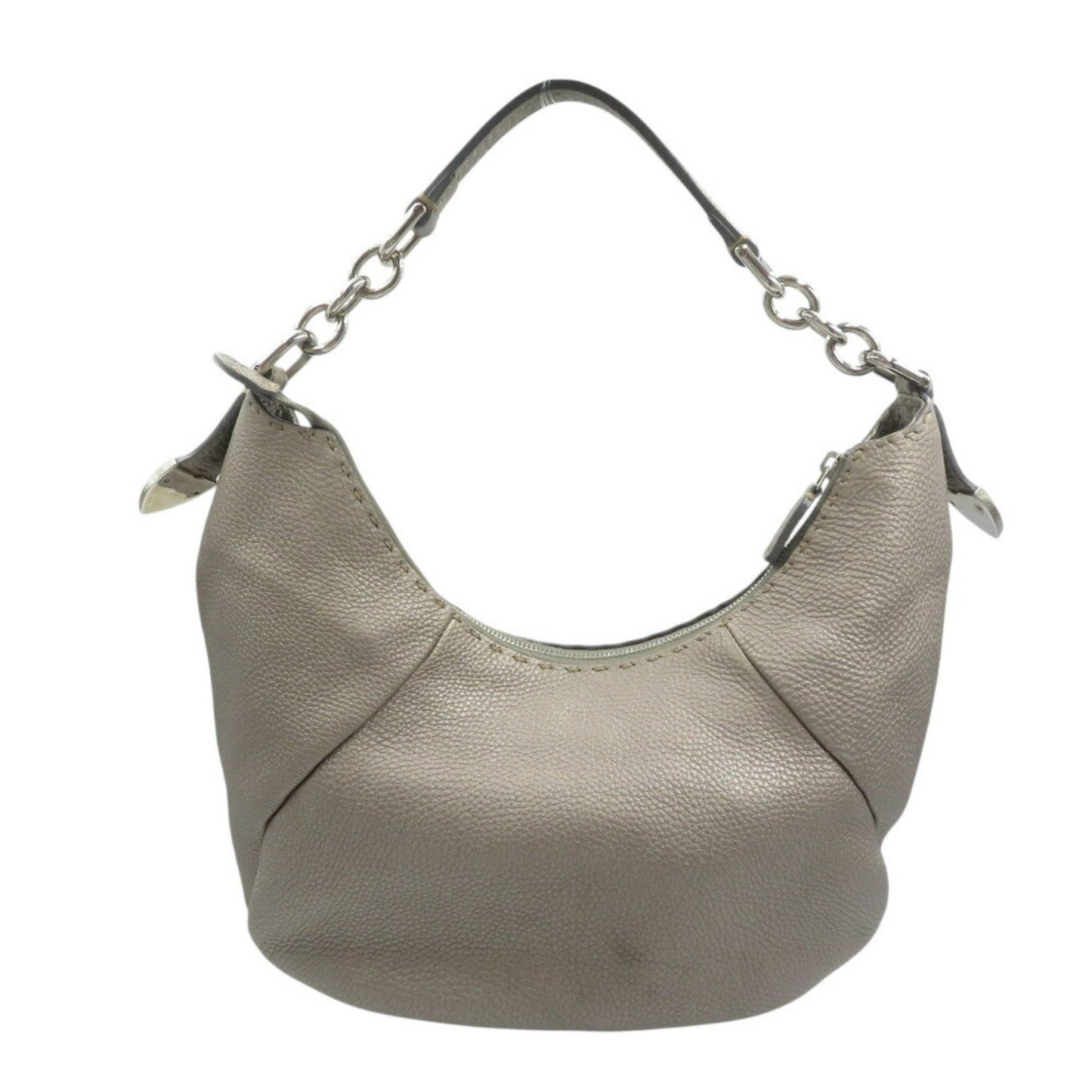 Fendi Selleria 8Br618 Leather Silver Shoulder Bag 0498Fendi
