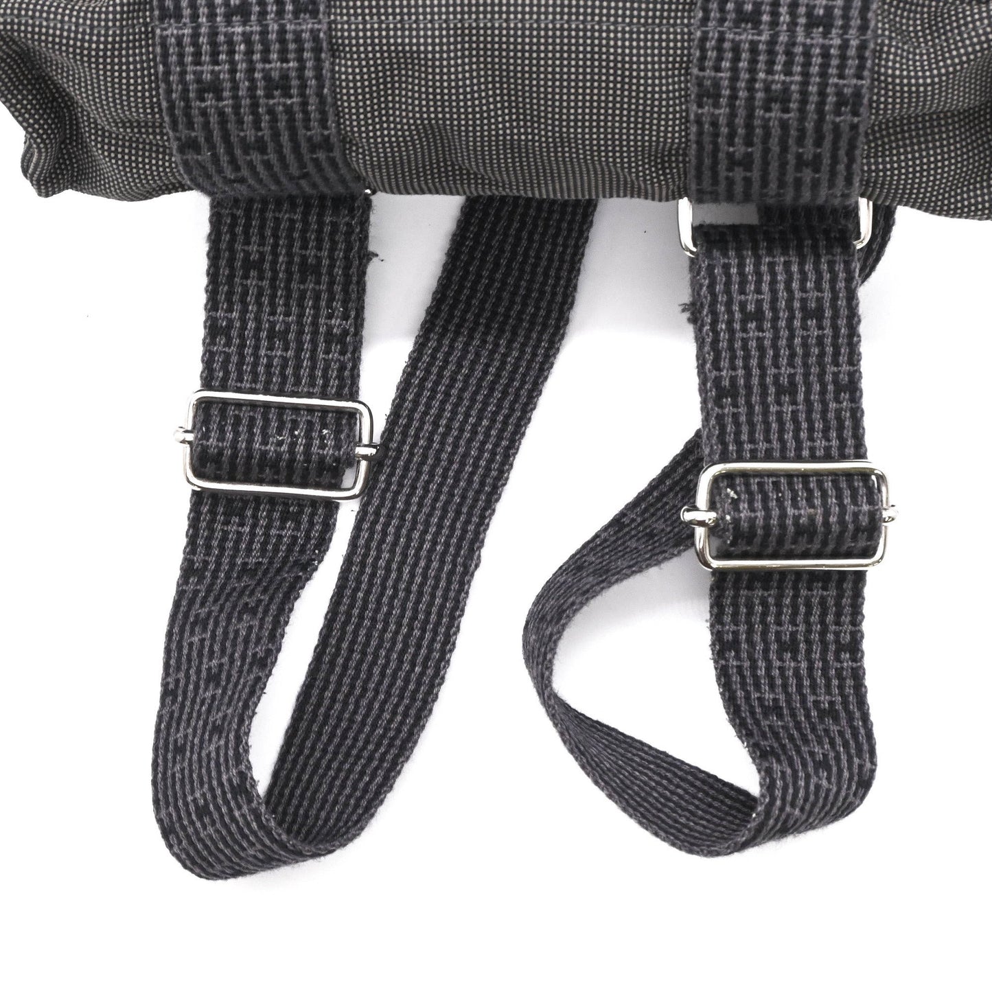 Hermes Air Line Ad Pm Canvas Tote Bag/Backpack In Gray/Black Nylon