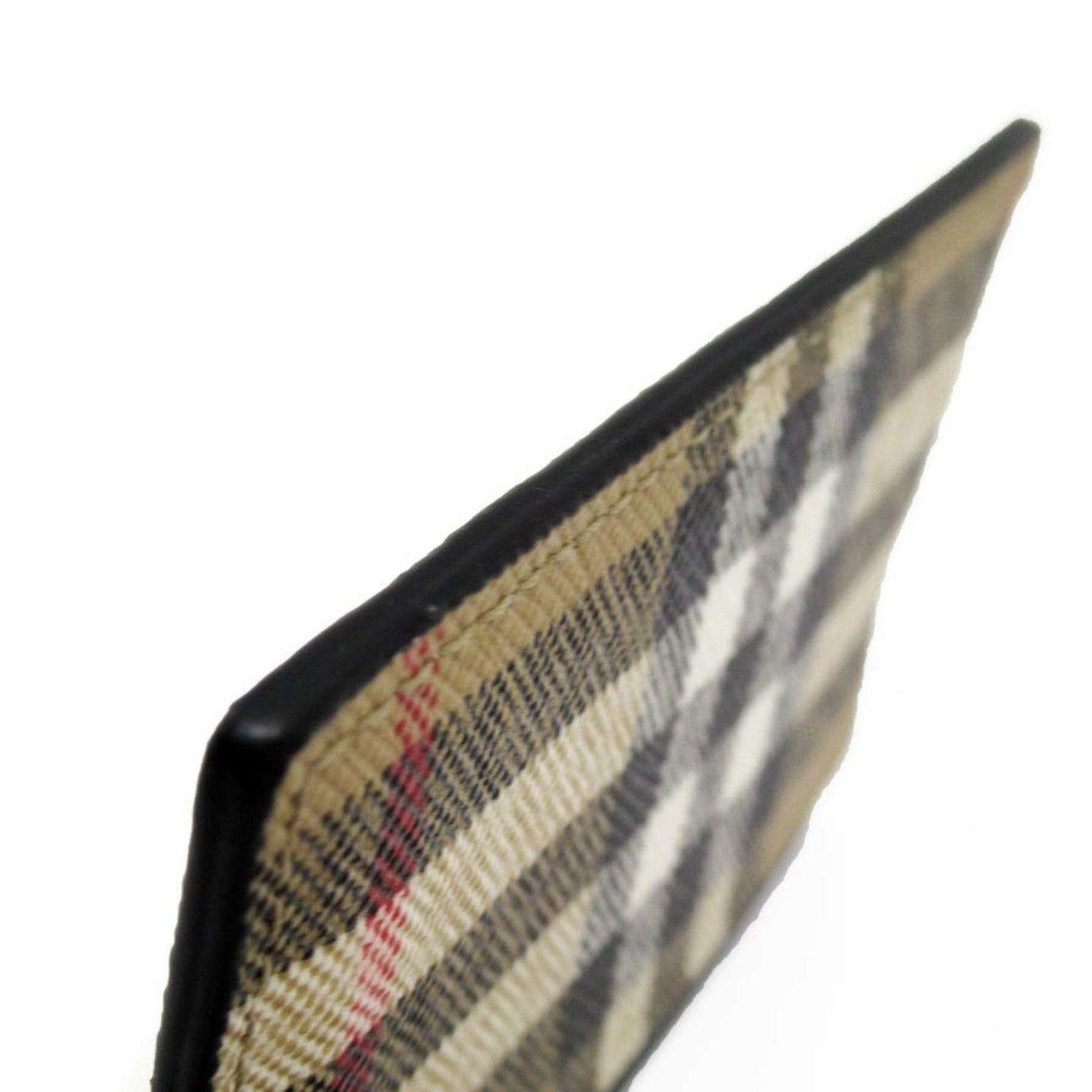 Burberry Burberry Business Card Holder/Card Case Pass Leather Black X Beige