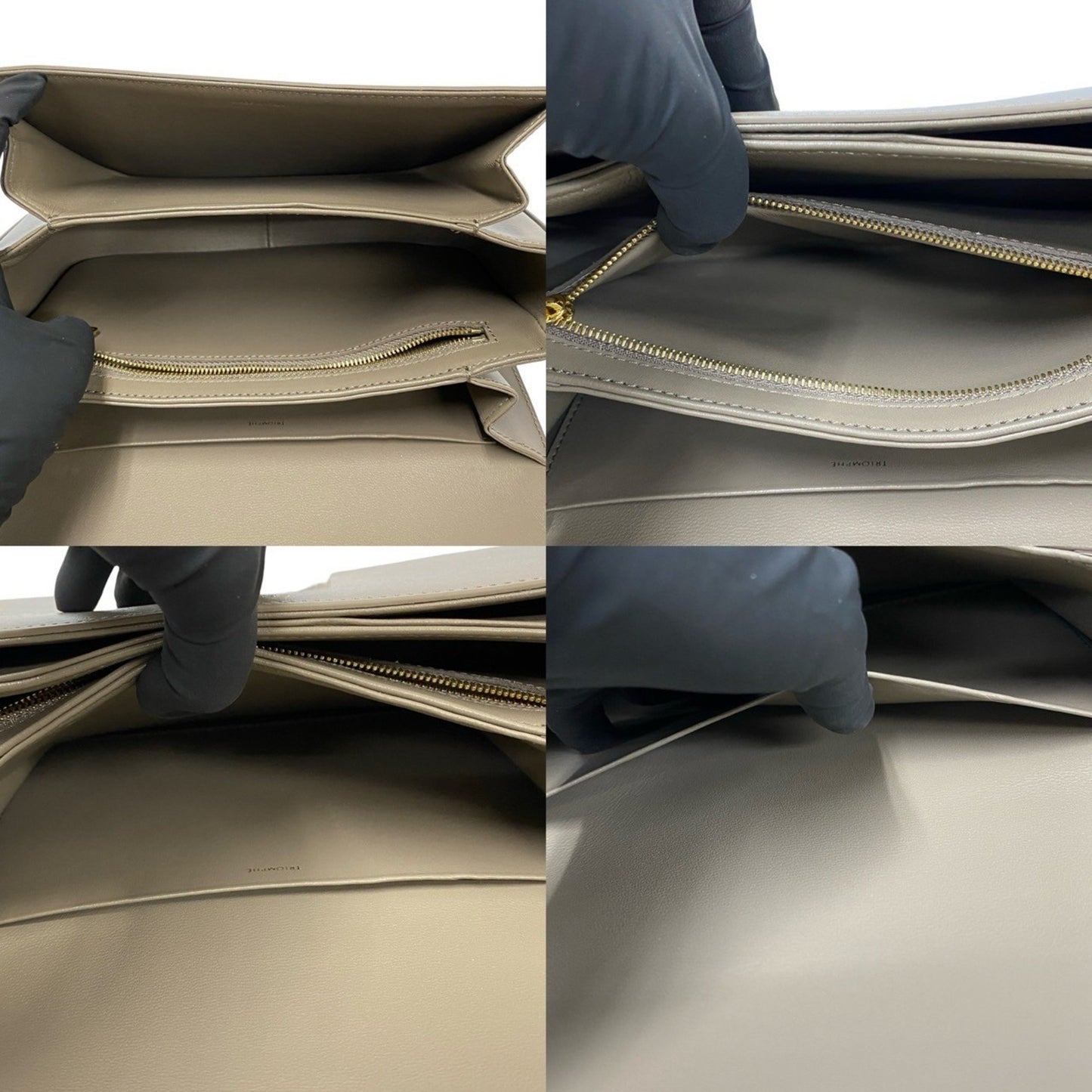 Celine Classic Triomphe Logo Hardware Leather Mini Shoulder Bag Sacoche Greige 68561