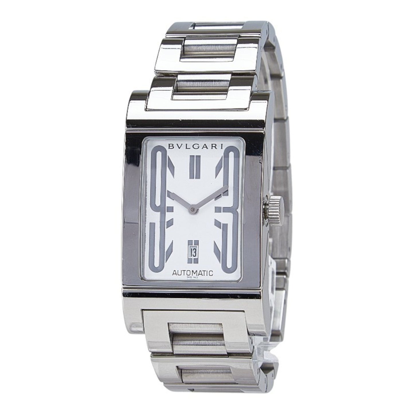 Bvlgari Rettangolo Watch Rt45S Automatic White Dial Stainless Steel