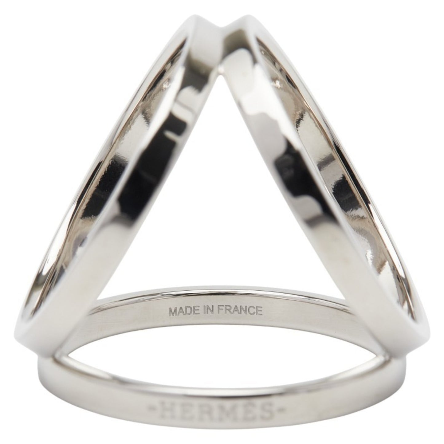 Hermes Trio Scarf Muffler Ring Silver Metal