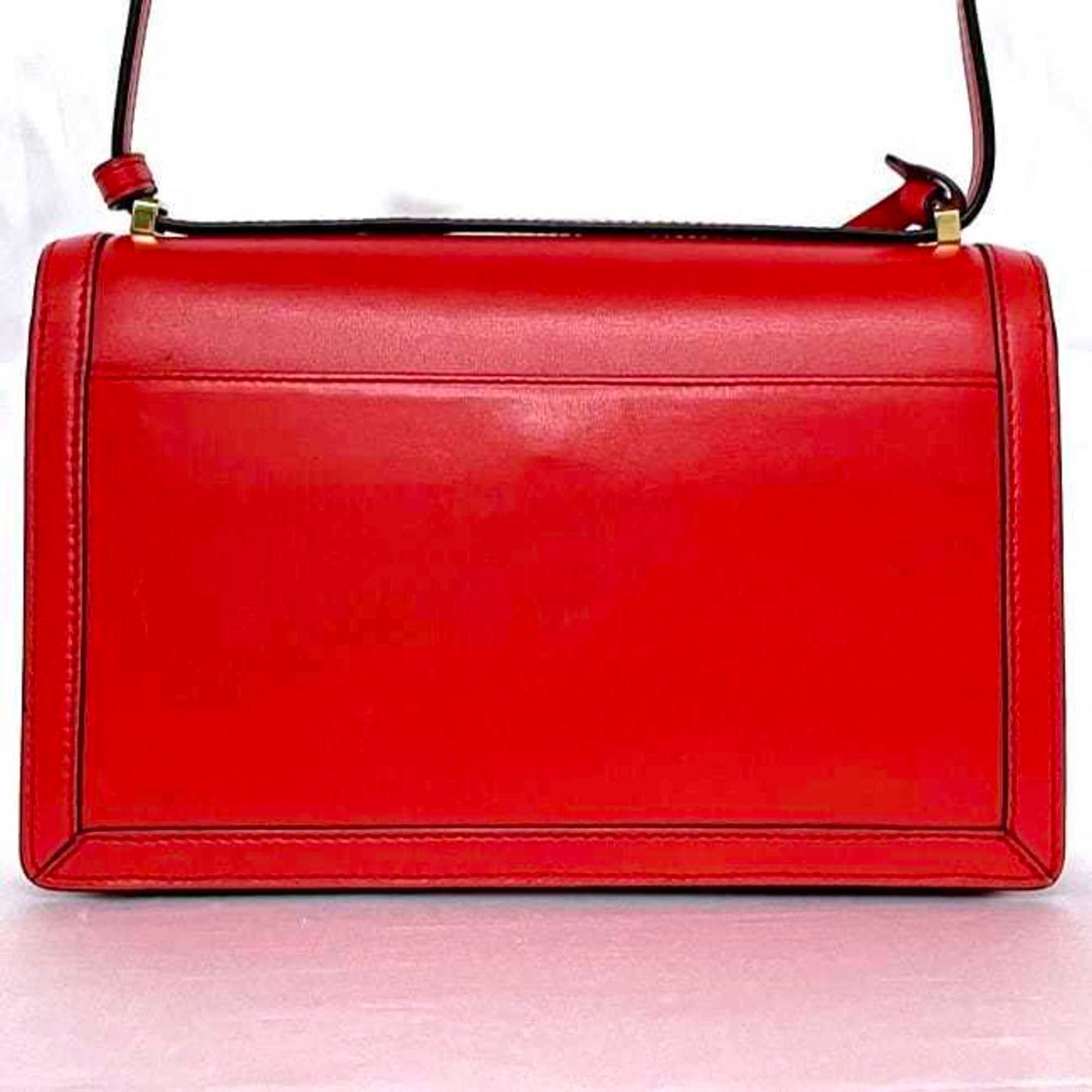 Loewe Shoulder Bag Barcelona Red F-19948 Flap Leather