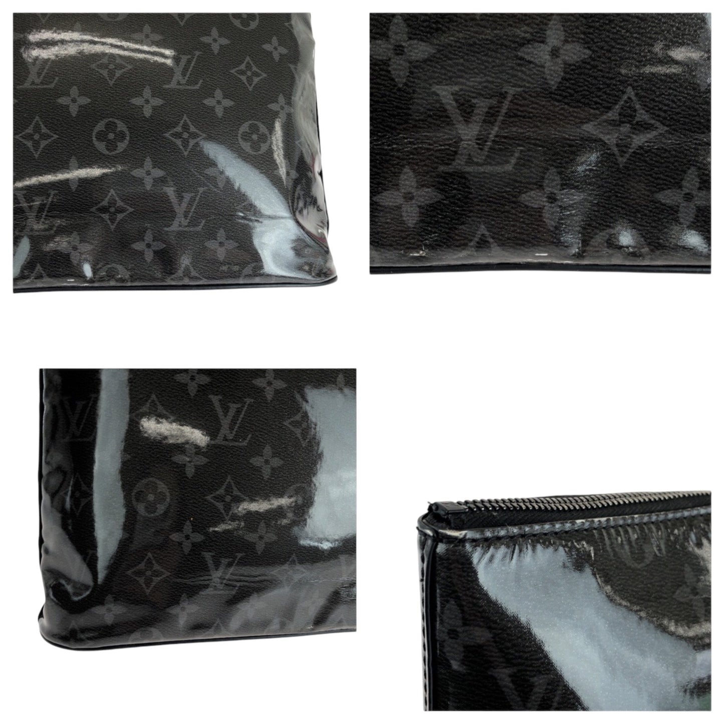 Louis Vuitton Louis Vuitton Monogram Eclipse Pochette Cosmos Black Silver Hardware Patent Leather