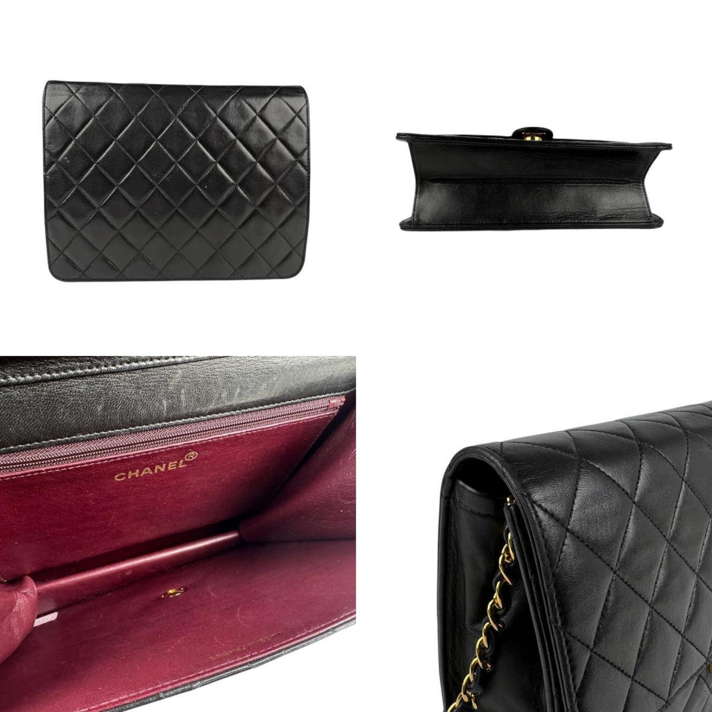 Chanel Shoulder Bag Matelasse Leather Metal Black Gold