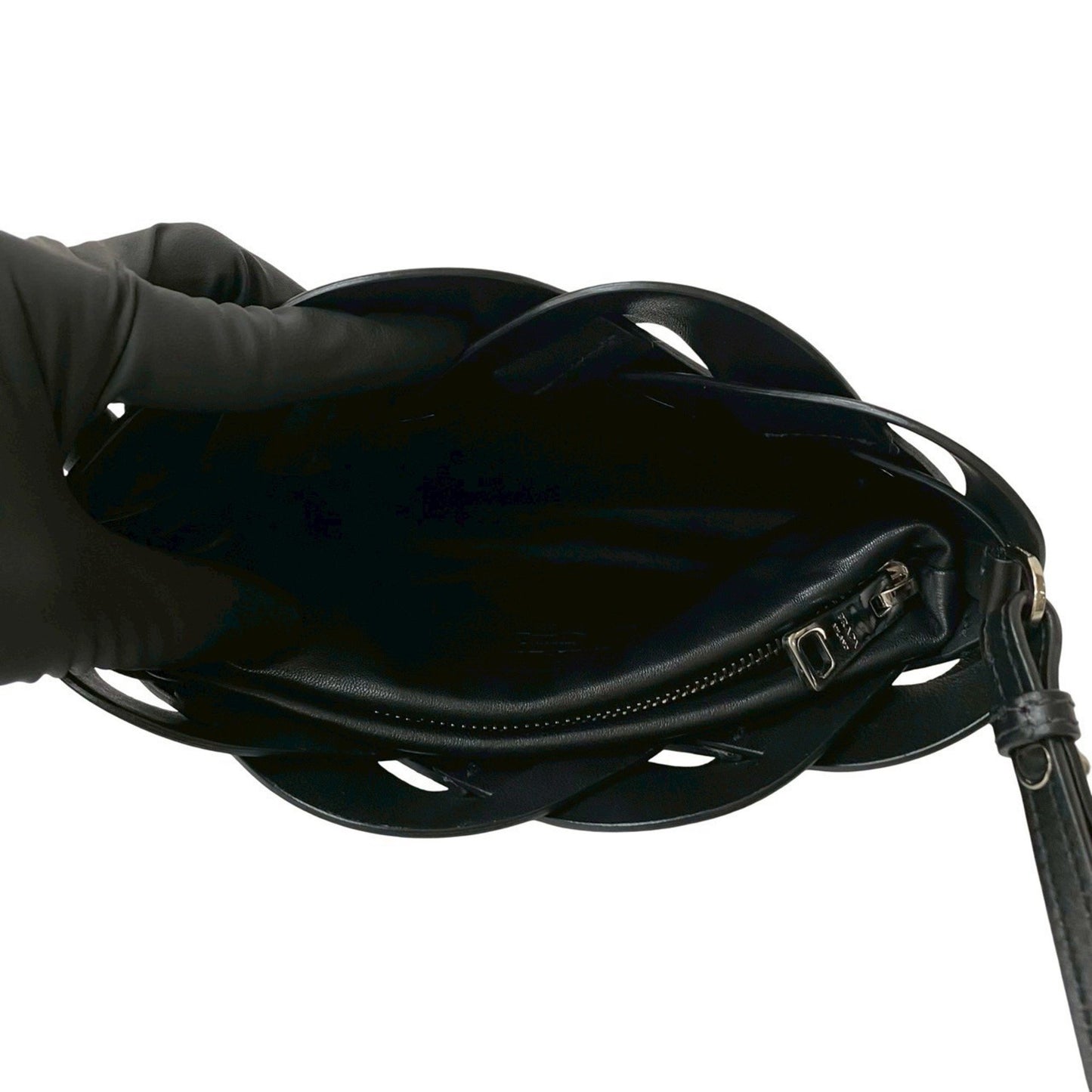 Prada Prada Logo Vitello Intrecciato Leather Shoulder Bag/Pochette/Sacoche In Black 28364