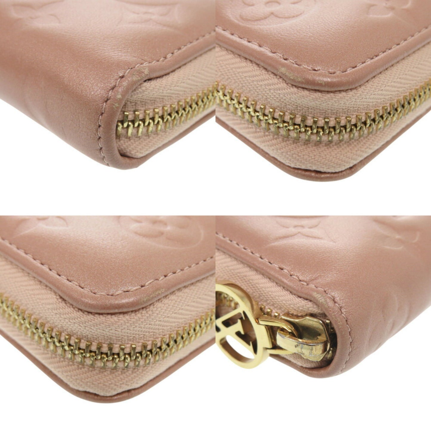 Louis Vuitton Monogram Embossed M81708 Lambskin Rose Gold Long Wallet Pink Lv 0421Louis Vuitton