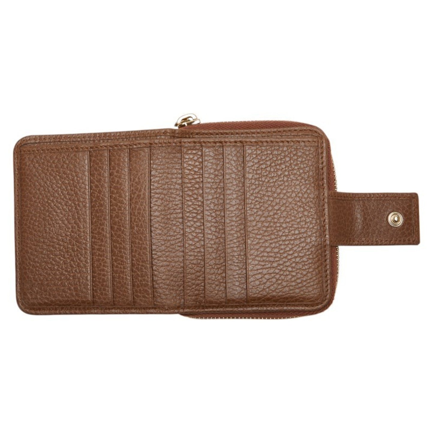 Gucci Gg Canvas Zip-Around Bifold Wallet 346056 Beige Brown Leather