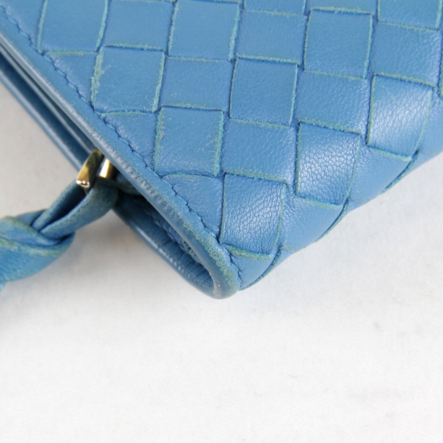 Bottegaveneta Bottega Veneta Intrecciato 114074 Bi-Fold Wallet Leather Blue