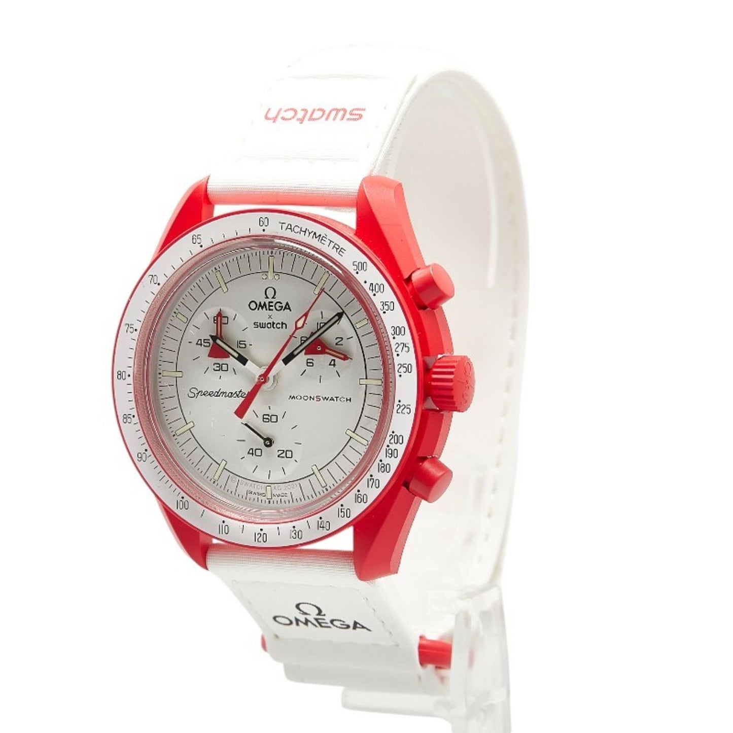 Omega X Swatch Moon Mission To Mars Wristwatch So33R100 Quartz White Dial Ceramic Nylon