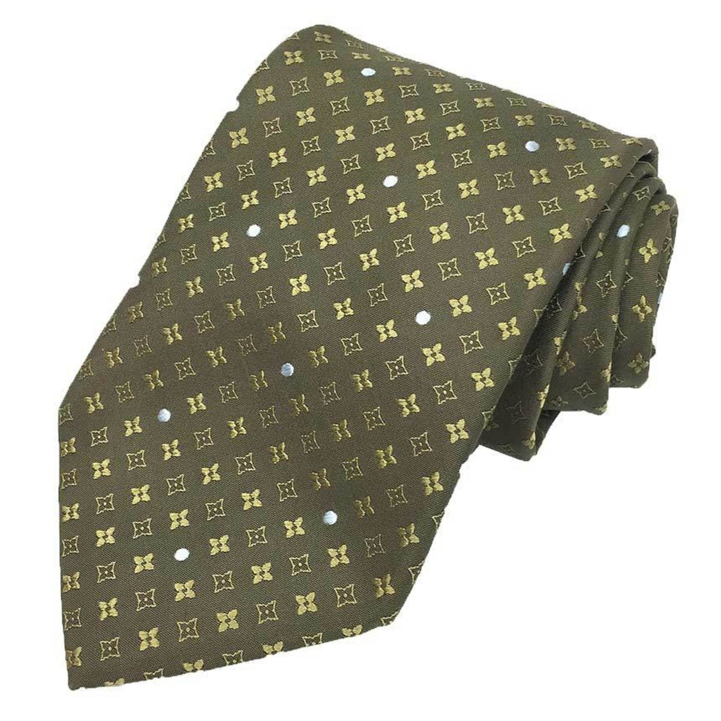 Louis Vuitton Monogram Star Tie Khaki 100% Silk