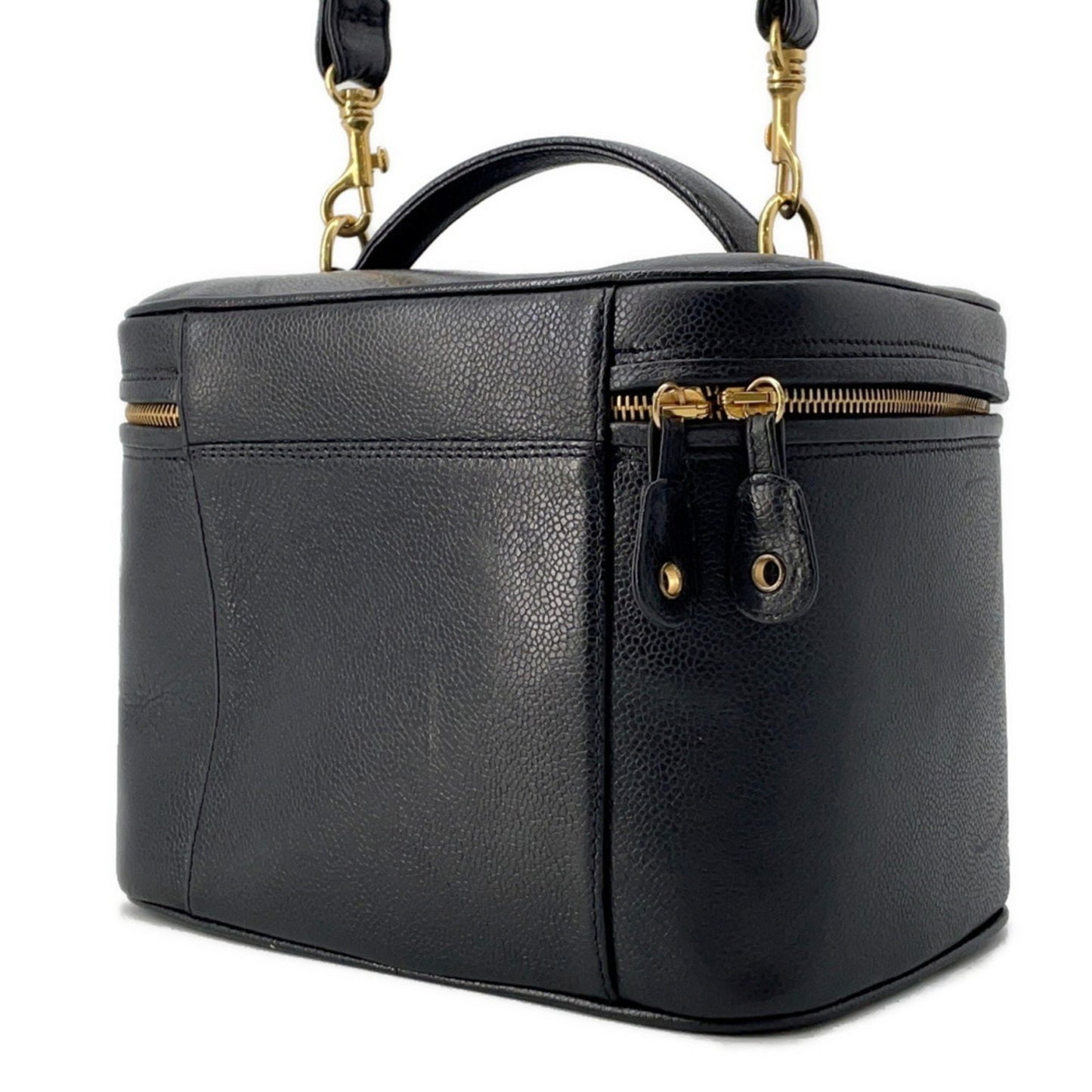 Chanel Vanity Bag Coco Mark Caviar Skin A06238 Chanel Hand 2Way Shoulder Black