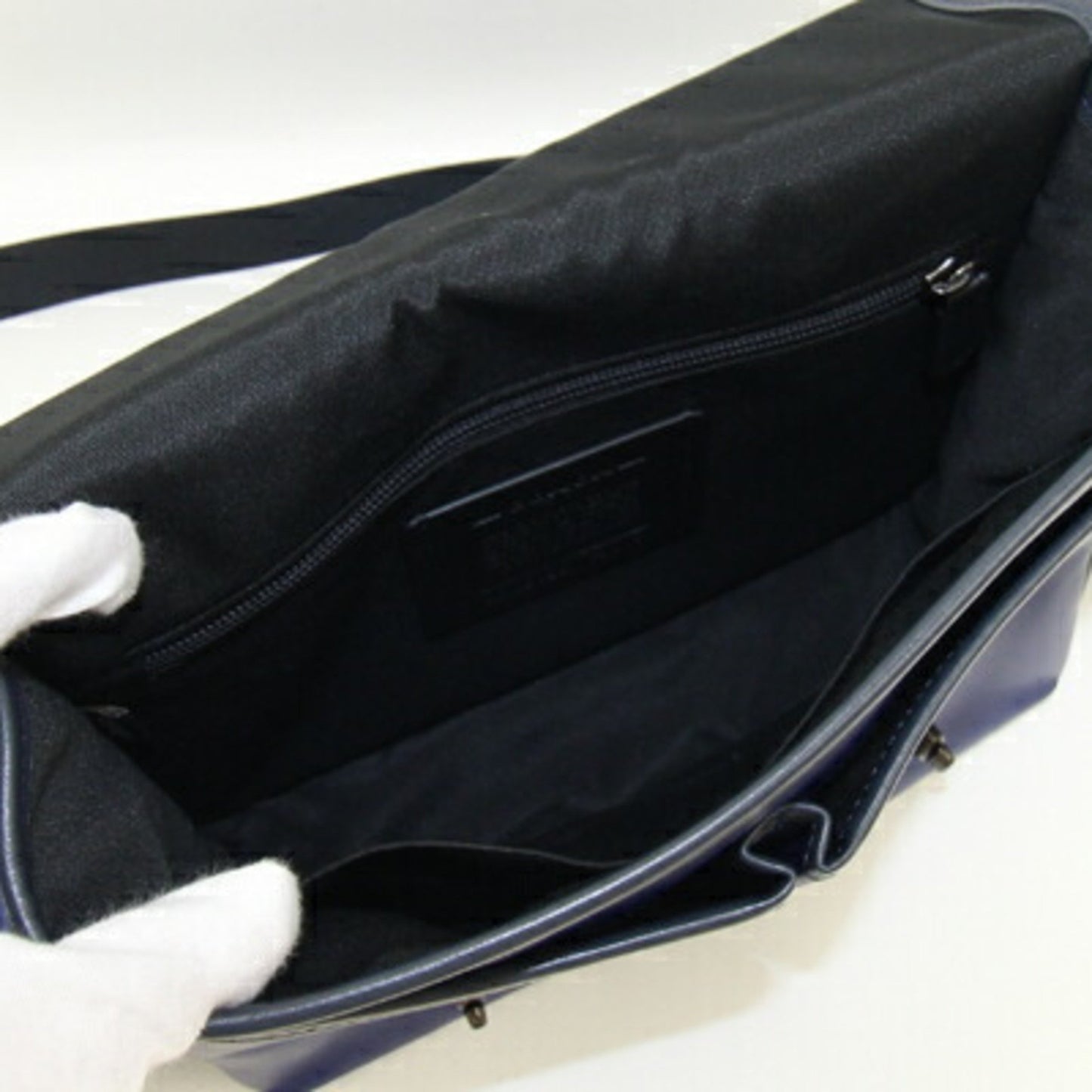 Coach Shoulder Bag Heritage Map C2907 Navy Blue Leather