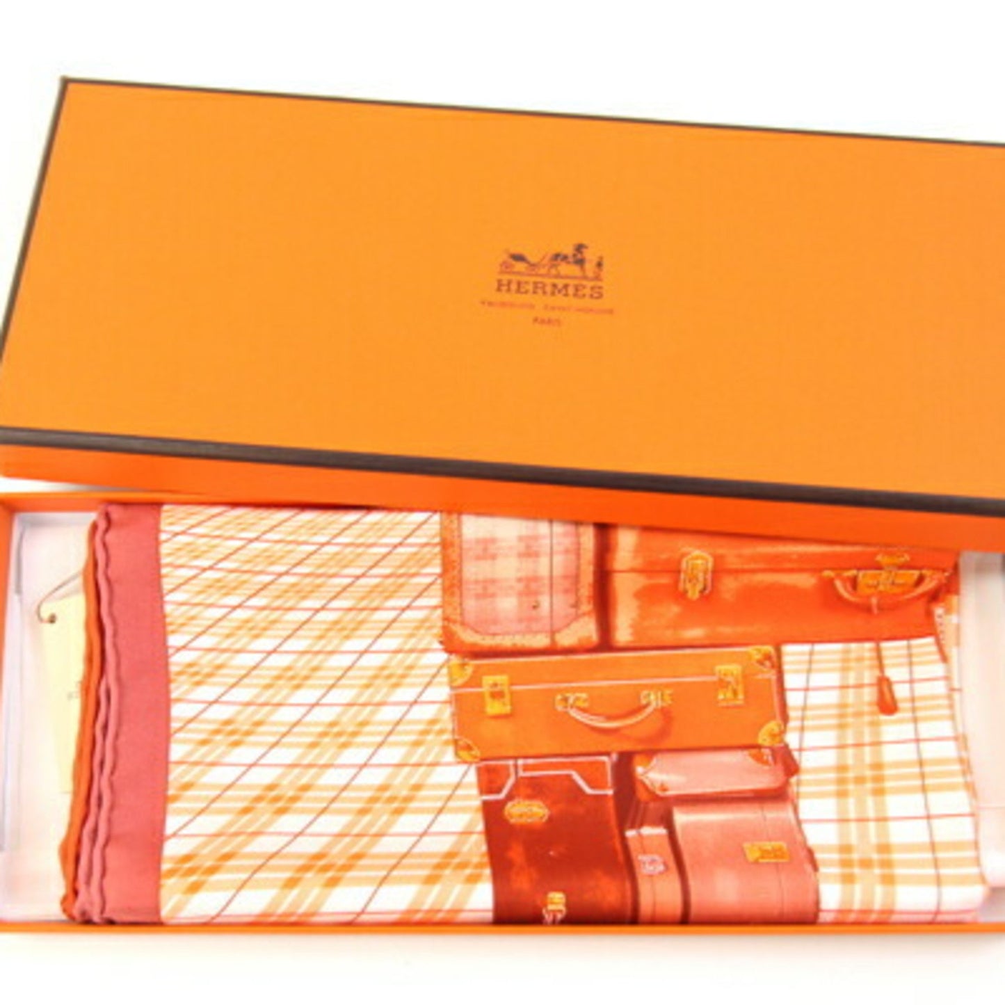 Hermes Herms Carr 40 H En Voyage Scarf/Muffler In Orange Silk