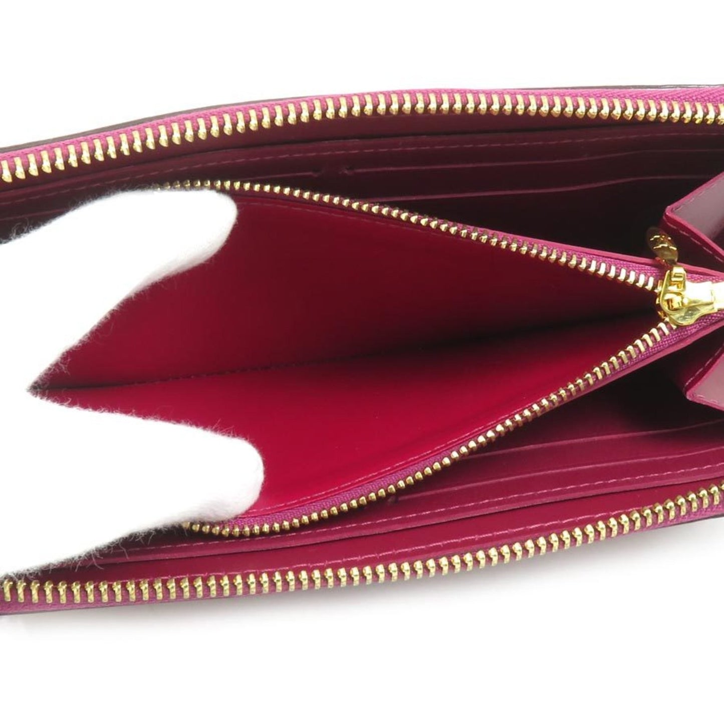 Louis Vuitton Louis Vuitton Round Long Wallet Monogram Vernis Portefeuille Clemence Magenta