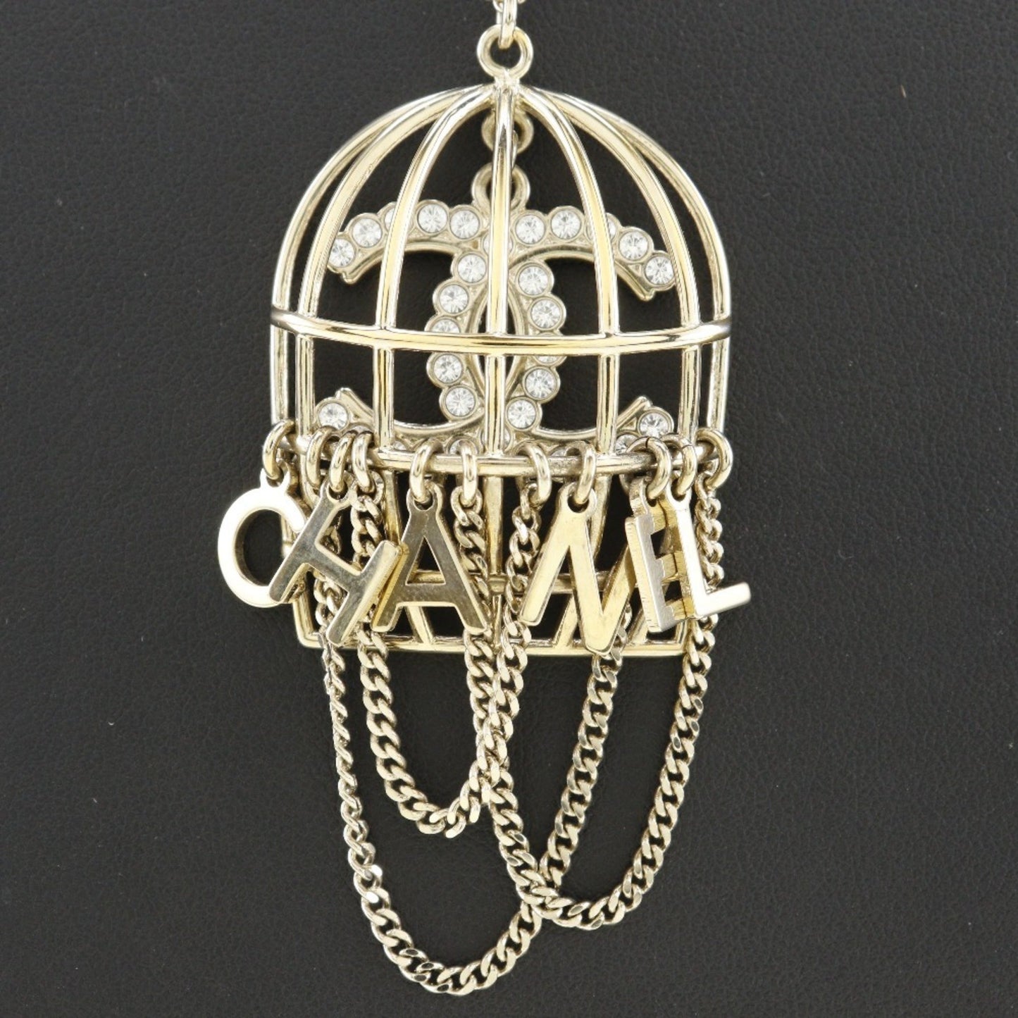 Chanel Chanel Birdcage Necklace Mtiers D'Art Collection Gold Plated X Rhinestone 2020 Champagne