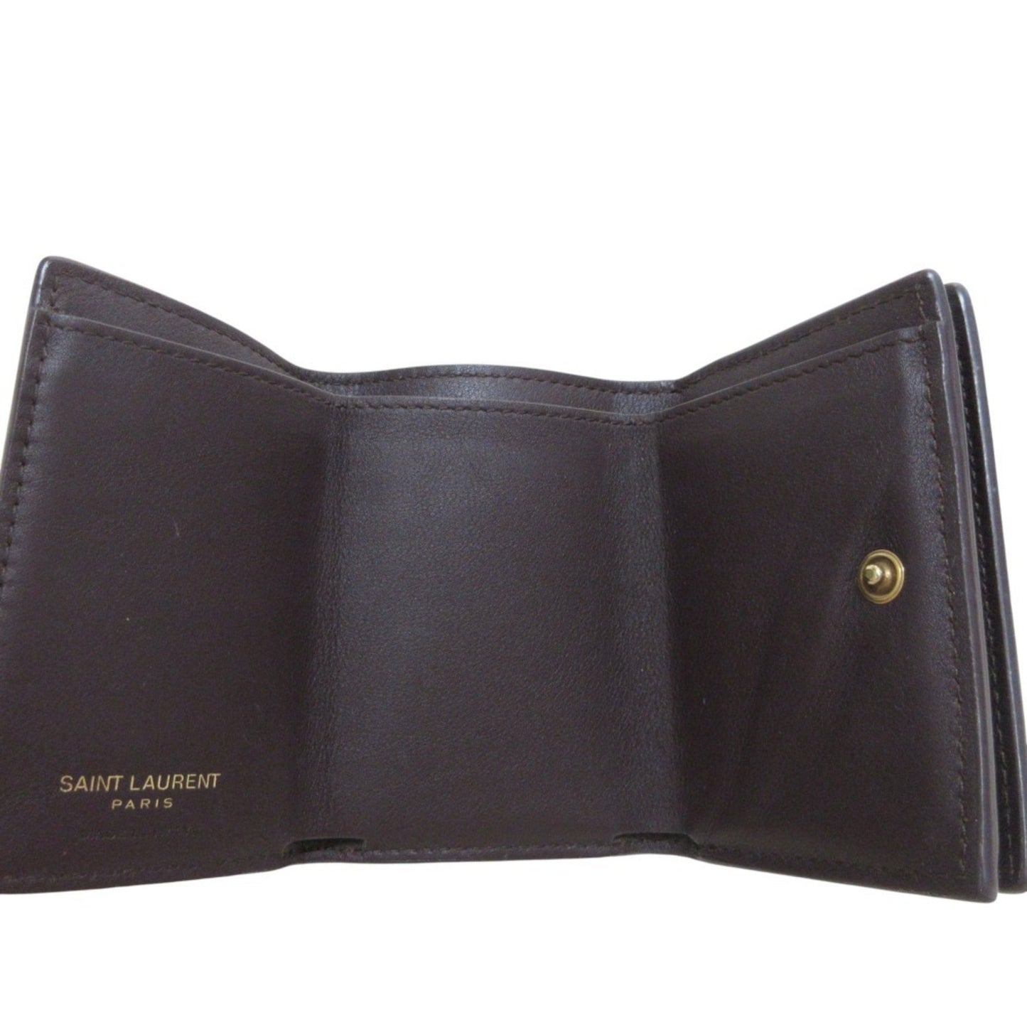 Yves Saint Laurent Saint Laurent Paris Ysl Line Origami Tiny Wallet Tri-Fold Brown Black