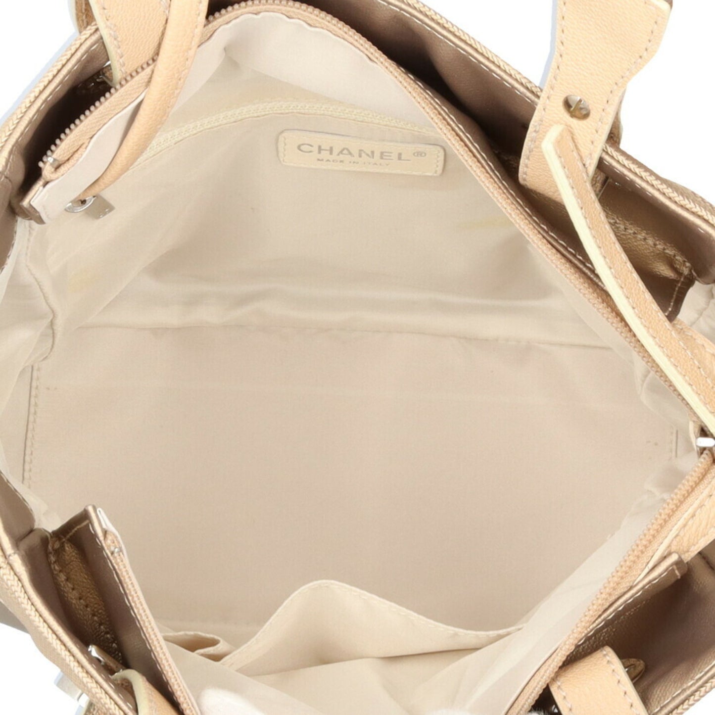 Chanel Paris Biarritz Pm Handbag Coated Canvas A34208 Gold