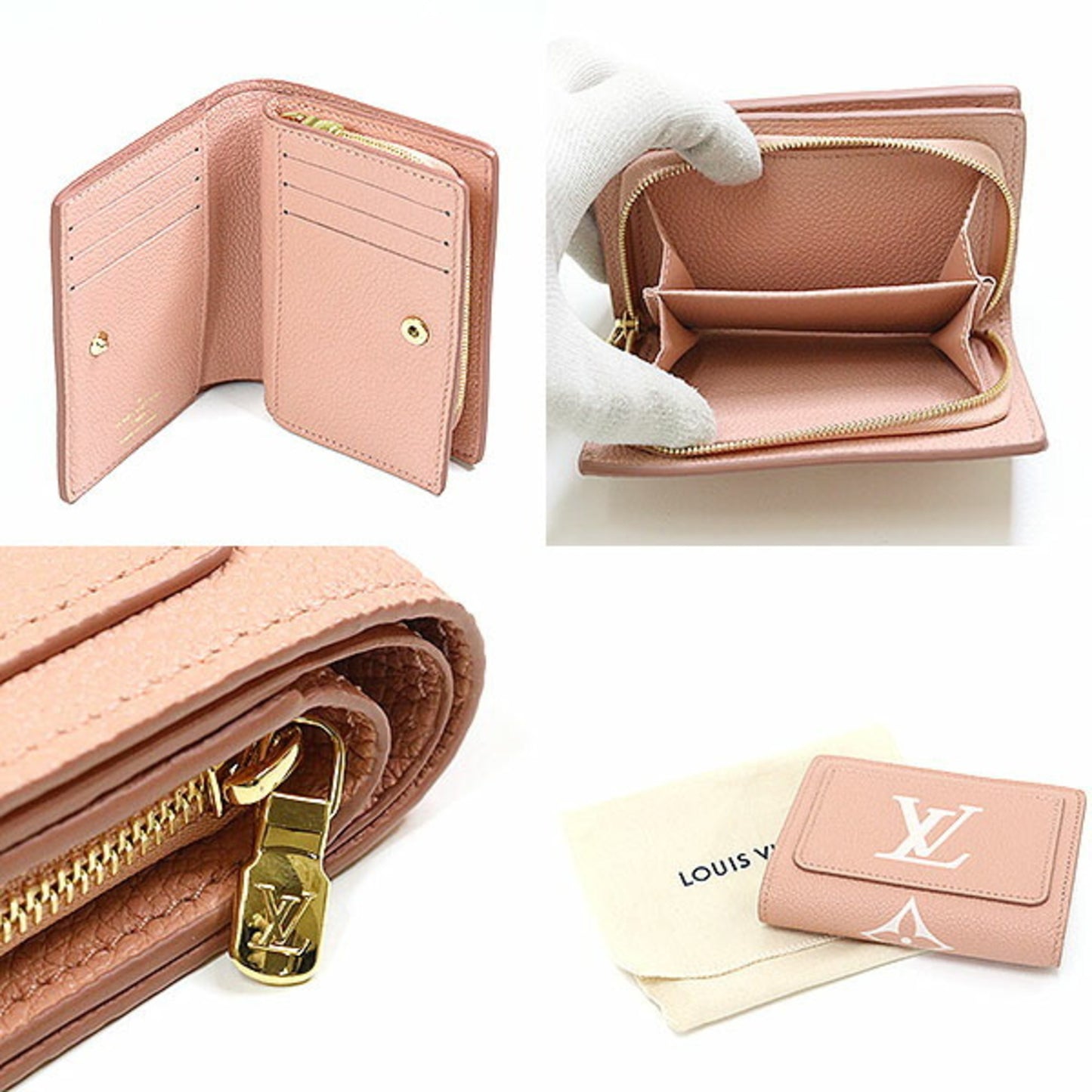 Louis Vuitton Portefeuille-K Monogram Empreinte Leather Pink M81649 Small Wallet Lv