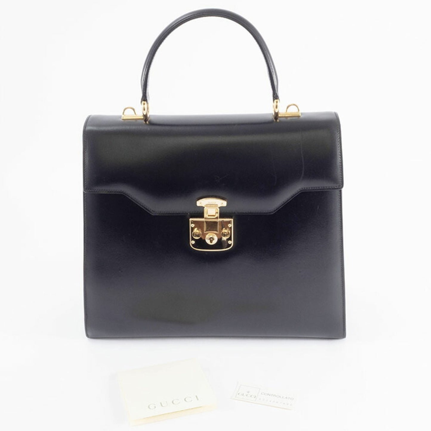Gucci Old Ladylock Bag In Black Leather