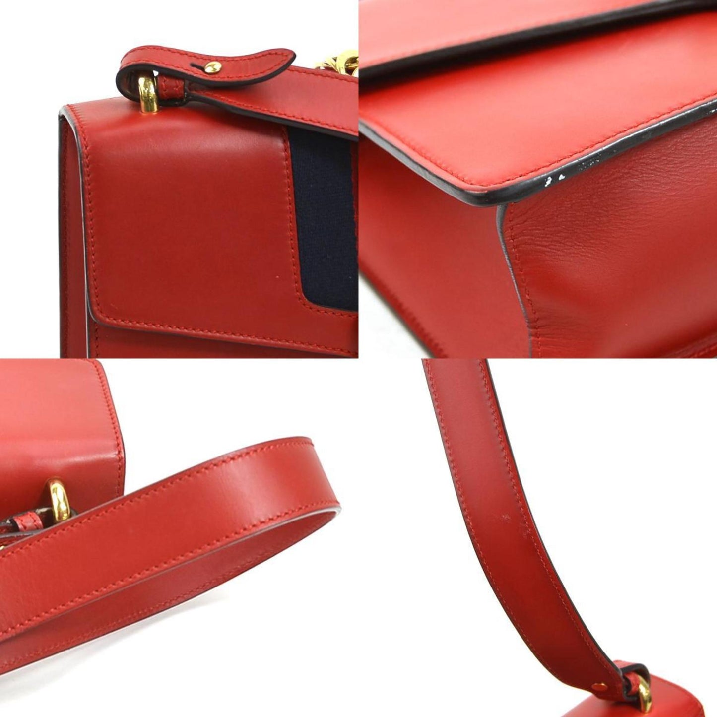 Gucci Shoulder Bag Sylvie Leather Metal Red