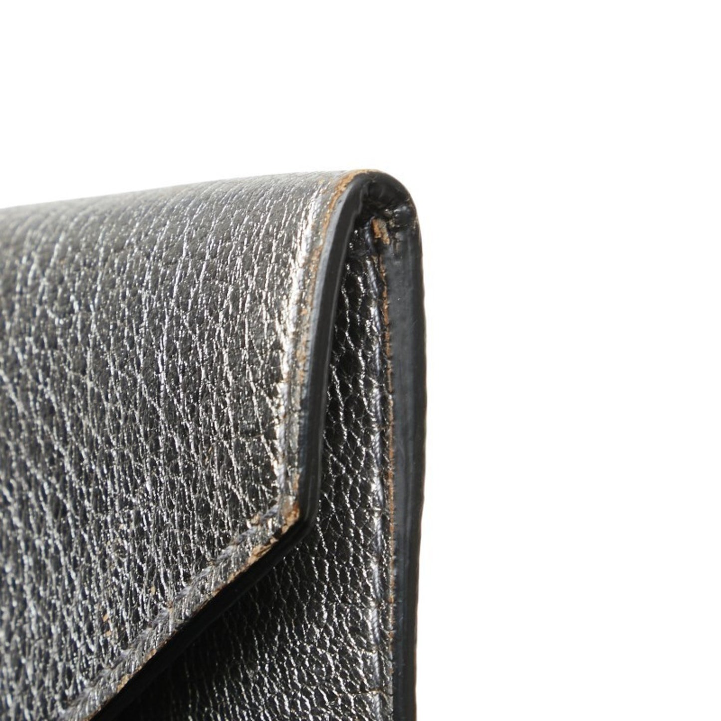 Miu Miu Miu Madras Love Peace Metallic Mini Wallet Pouch 5Mf01P Silver Black Leather