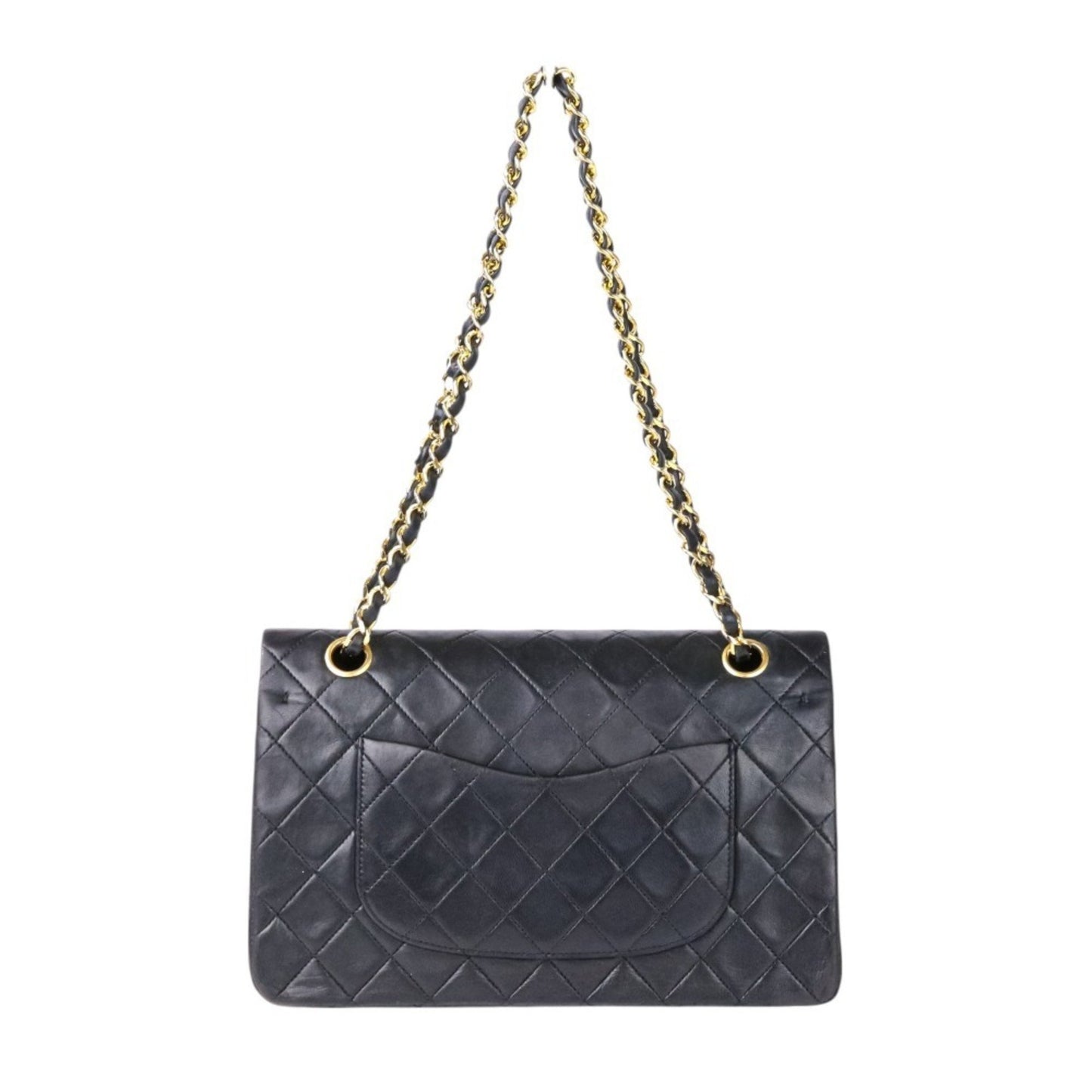 Chanel Chanel Matelasse 25 Double Flap Coco Mark Lambskin Quilted Shoulder Bag Black