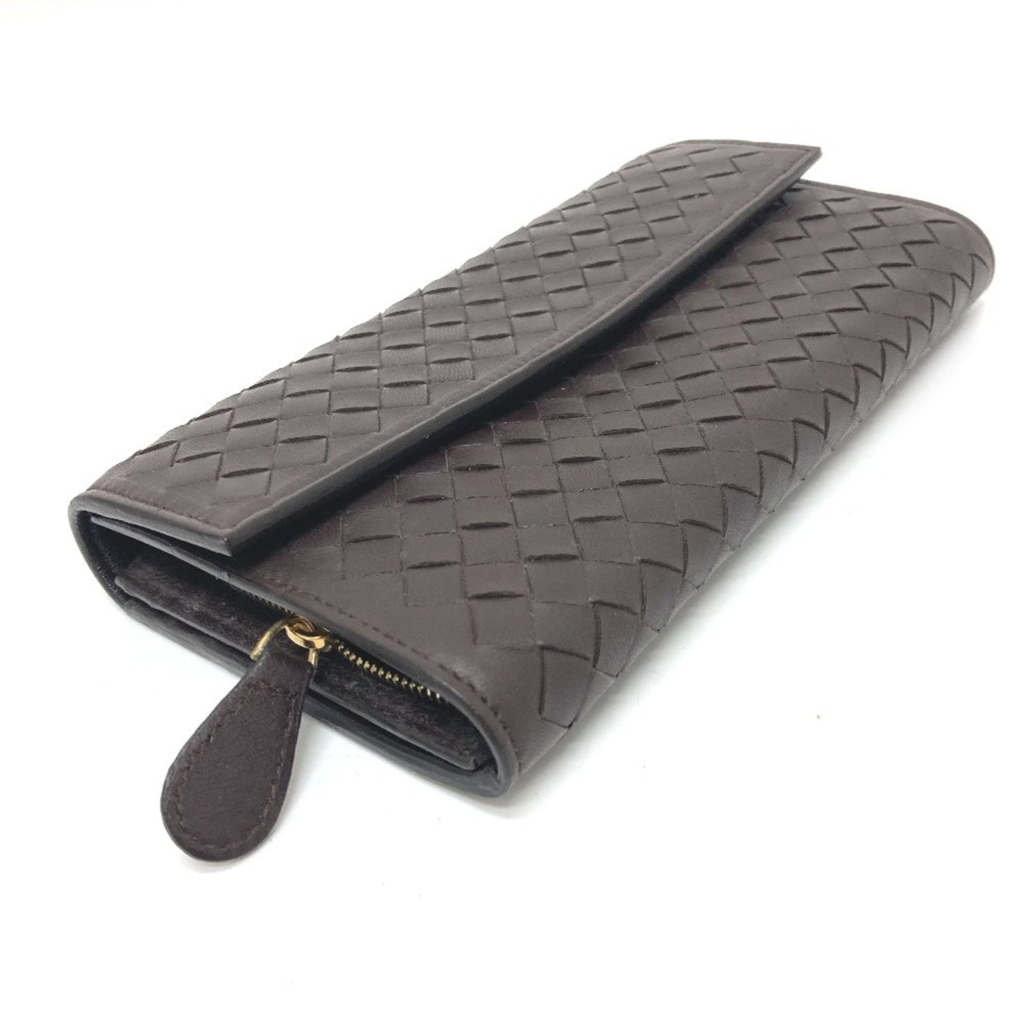 Bottega Veneta 150509 Intrecciato Flap Long Wallet In Brown Leather