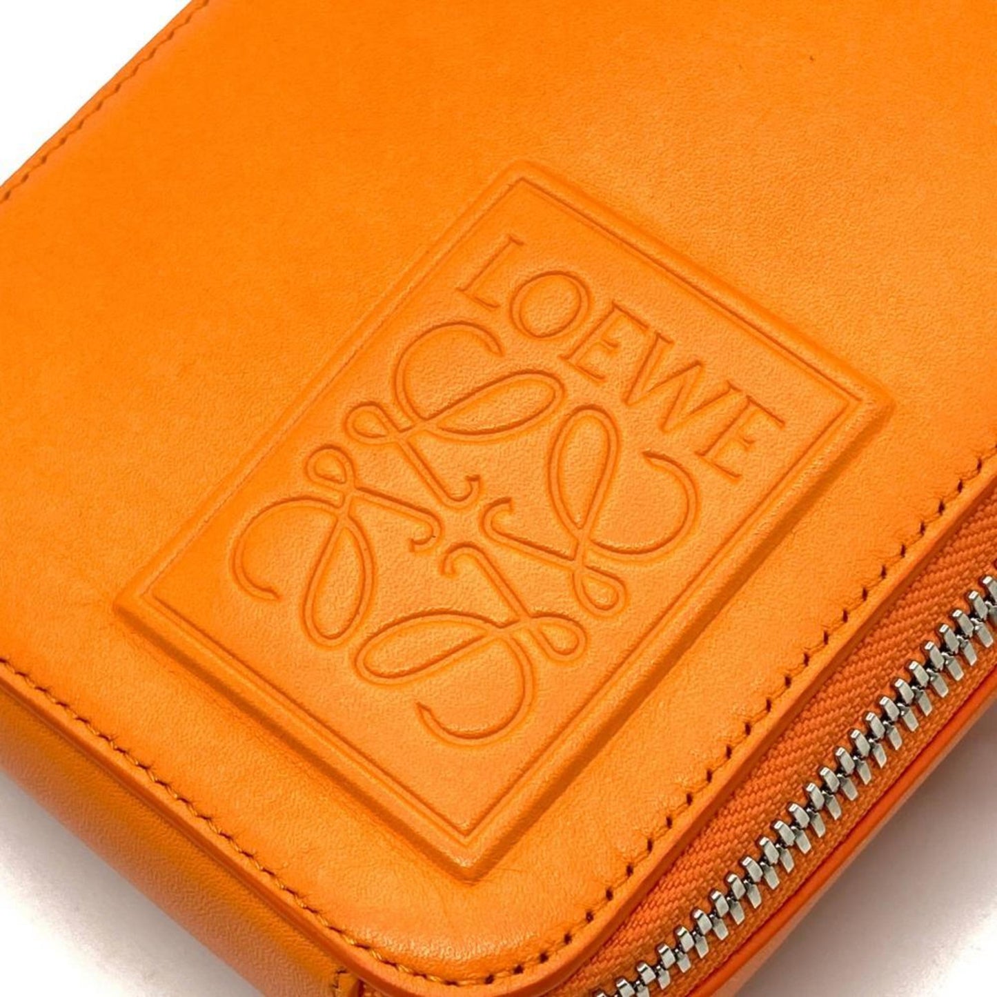 Loewe Vertical Crossbody Pocket Shoulder Bag Leather Orange