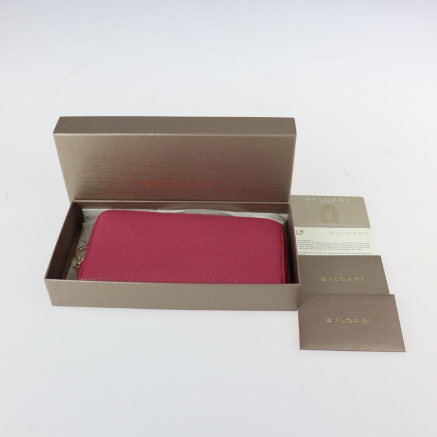 Bvlgari Bulgari Long Wallet 286311 Leather Heather Amethyst Pink Series Gold Hardware Round Zipper