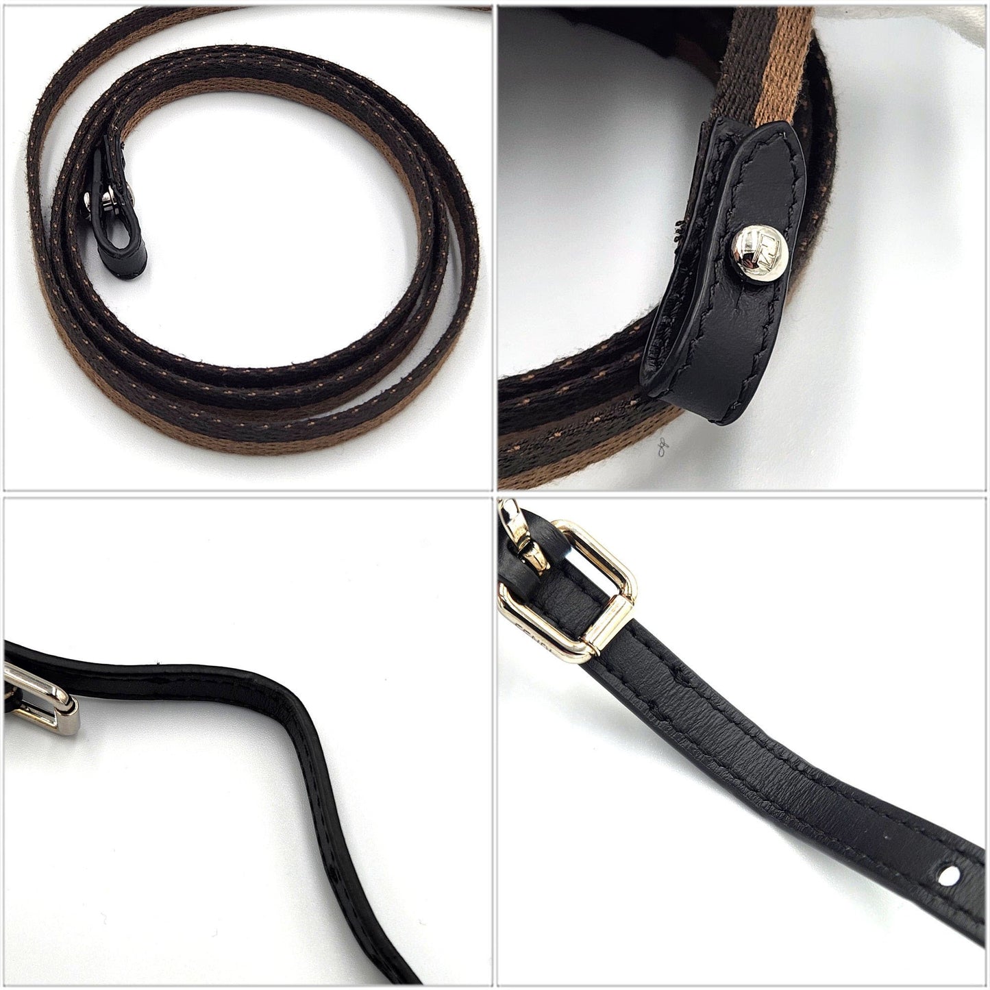 Fendi Phone Case Zucca 7Ar944 Black Brown Leather Canvas