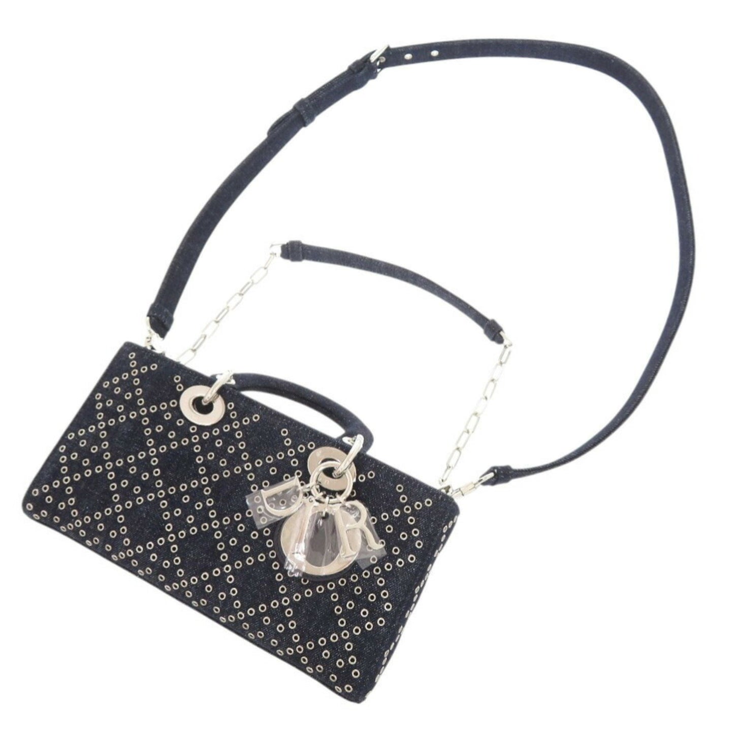 Unused Christian Dior Lady D-Joy Cannage Medium Denim Blue Handbag/Shoulder Bag 1196