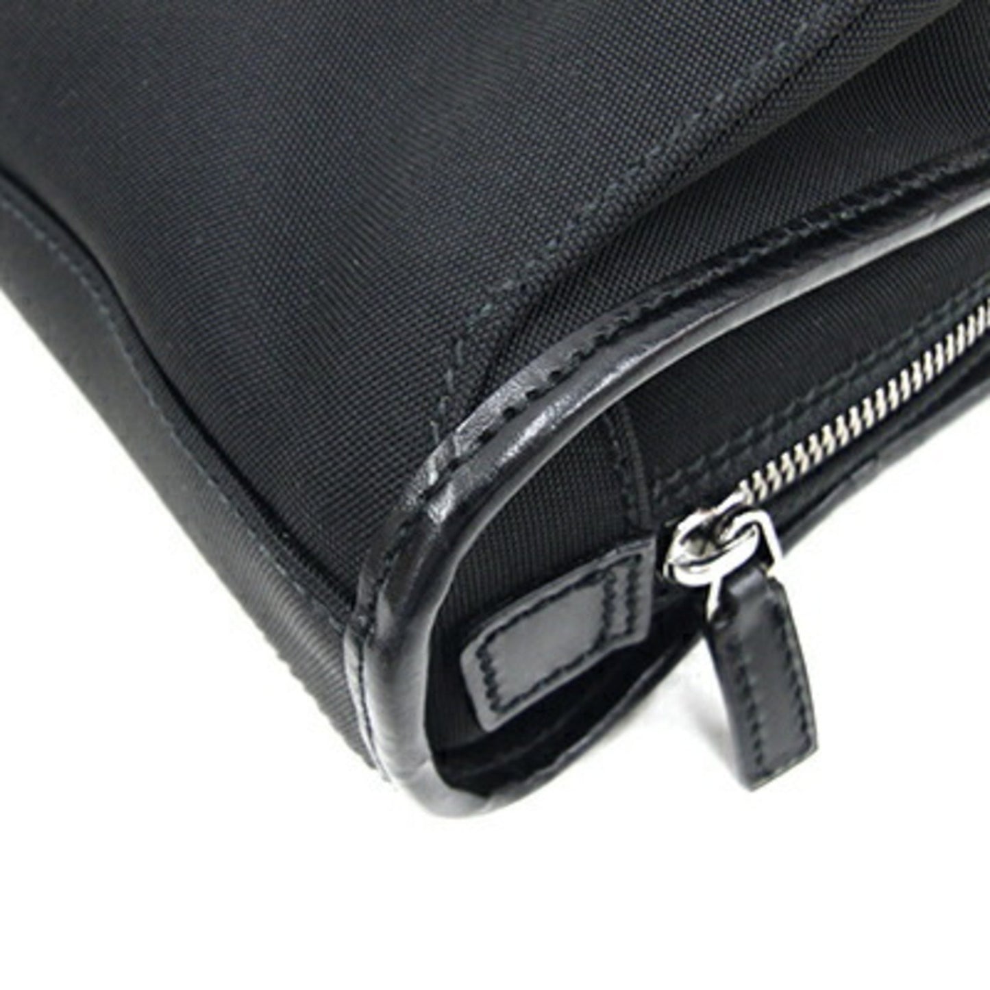Gucci Second Bag 108844 Black Nylon Canvas Leather Clutch