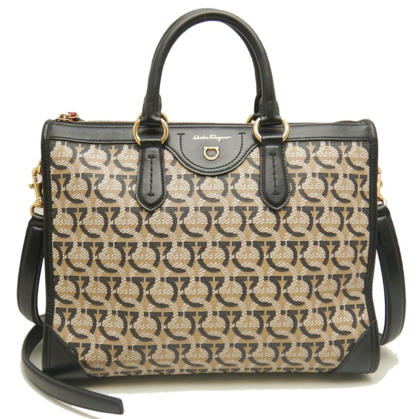 Salvatore Ferragamo Fz-21.1074 Gancini Handbag In Beige