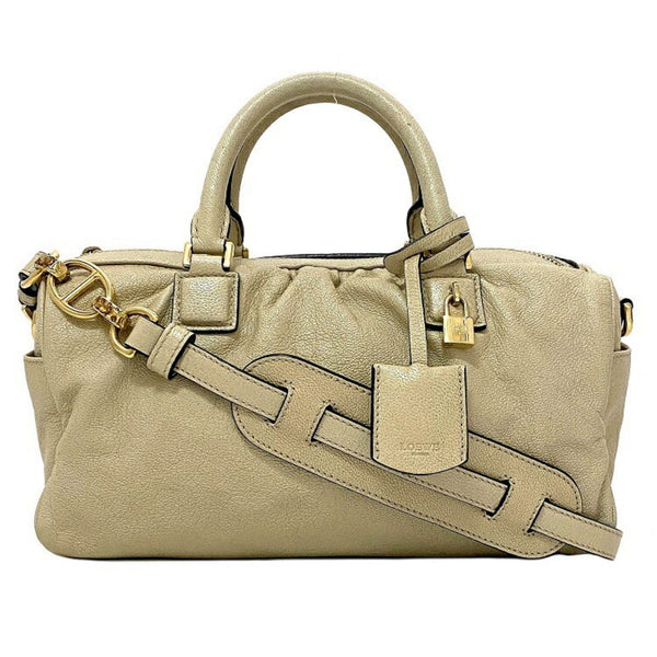 Loewe 2Way Gold Lame Anagram Leather Loewe Boston Handbag Champagne