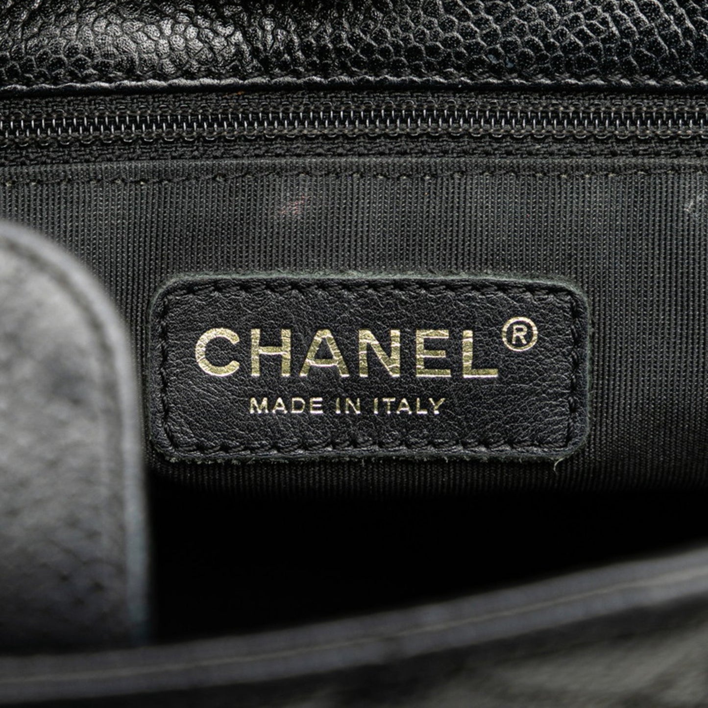 Chanel Matelasse Coco Mark Chain Tote Bag In Black Caviar Skin
