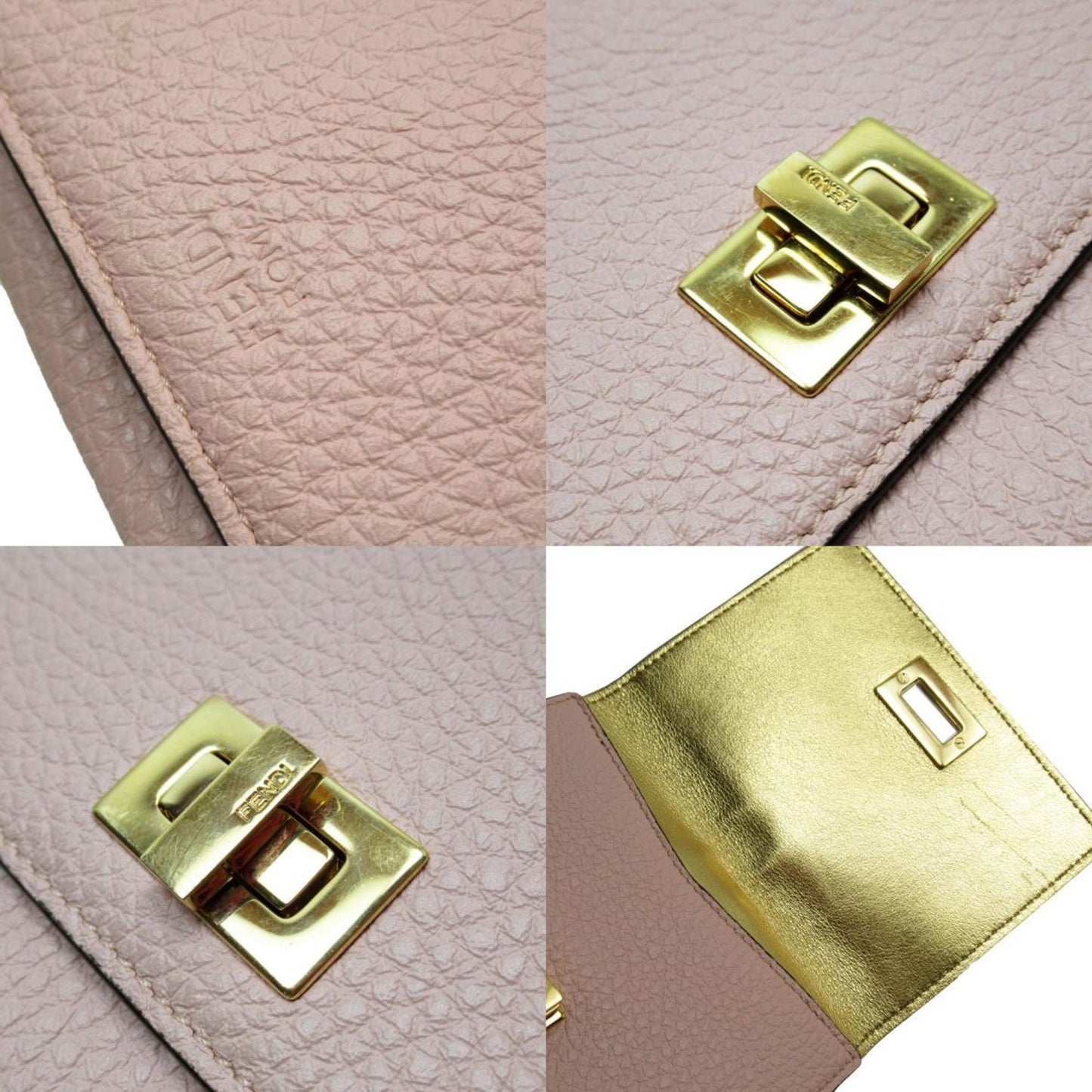 Fendi Bi-Fold Wallet Leather Light Pink