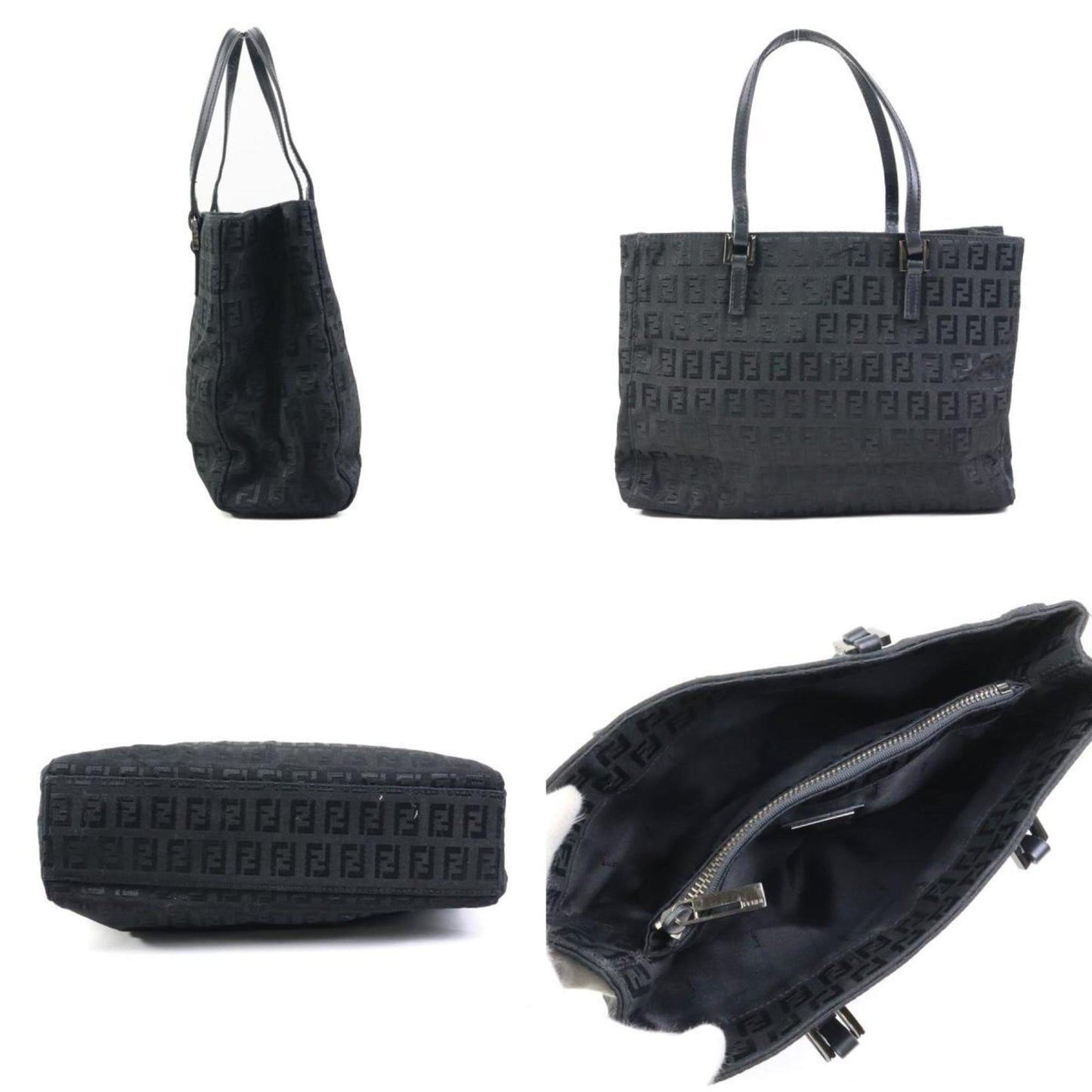 Fendi Zucchino Nylon Canvas Handbag Black
