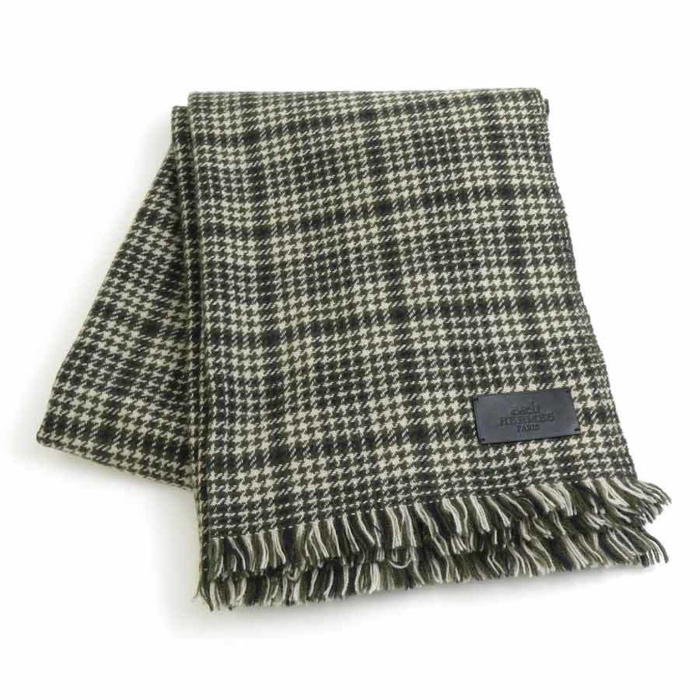 Hermes Hermes Scarf Cashmere Wool Khaki Beige Black