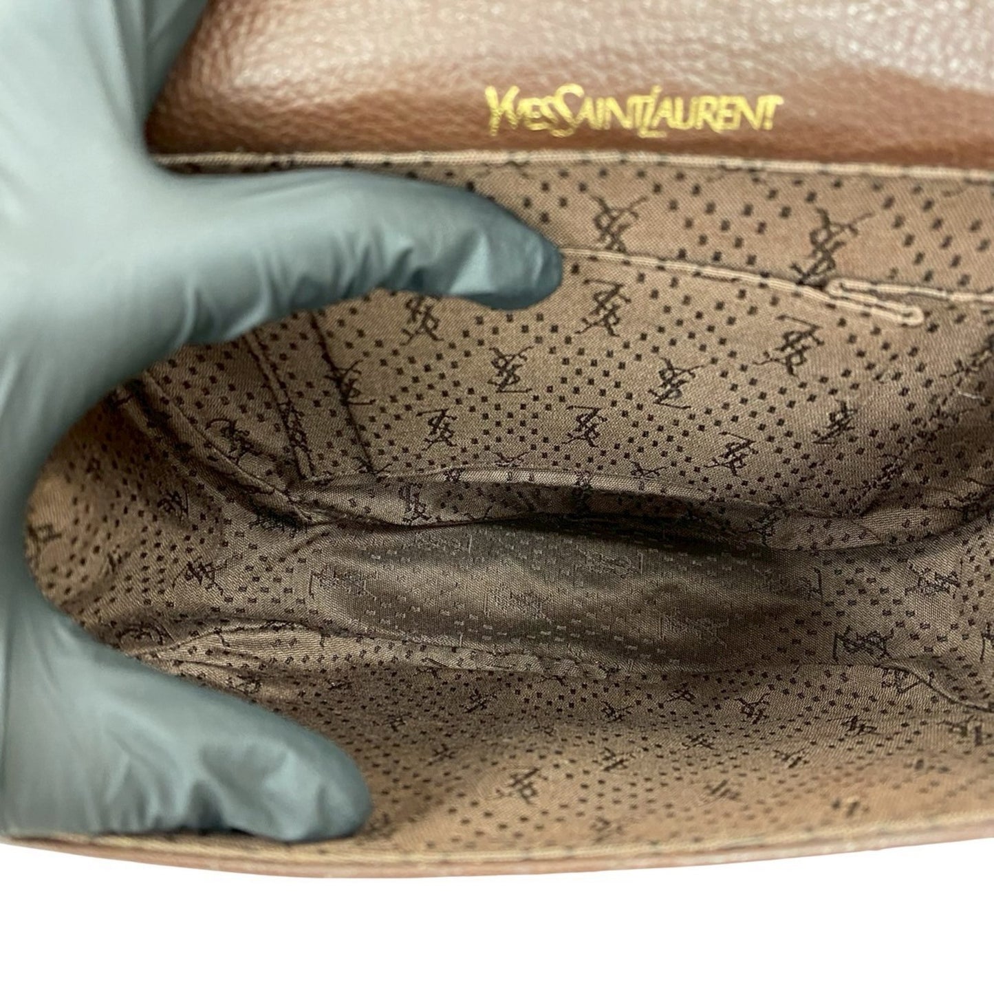 Yves Saint Laurent Ysl Logo Leather Shoulder Bag/Pochette In Brown