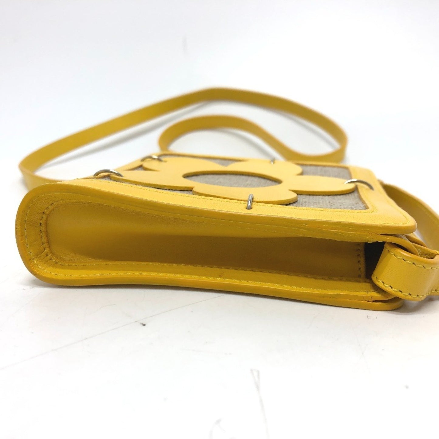 Celine Flower Pochette Shoulder Bag Leather Canvas