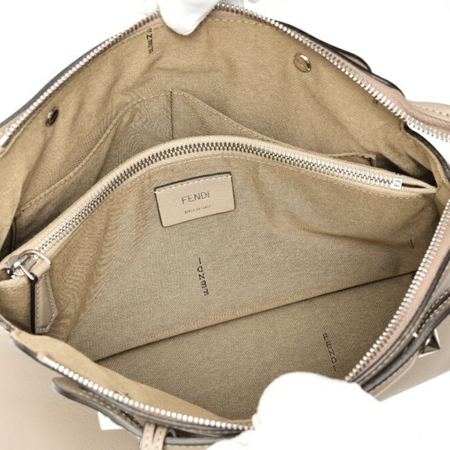 Fendi By The Way Medium Boston Bag 8Bl146 Leather Greige S-158686