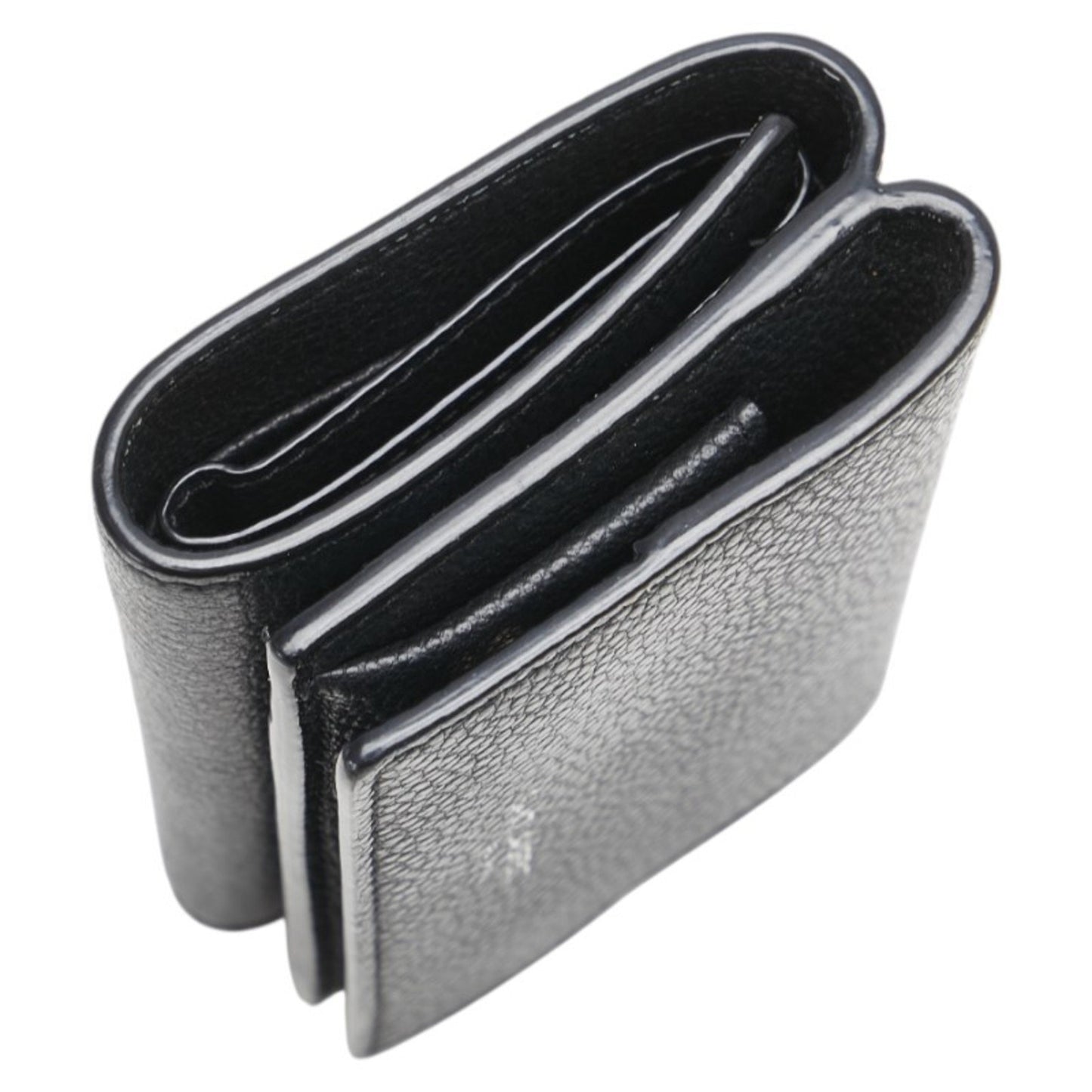 Saint Laurent Tri-Fold Compact Wallet Black Leather